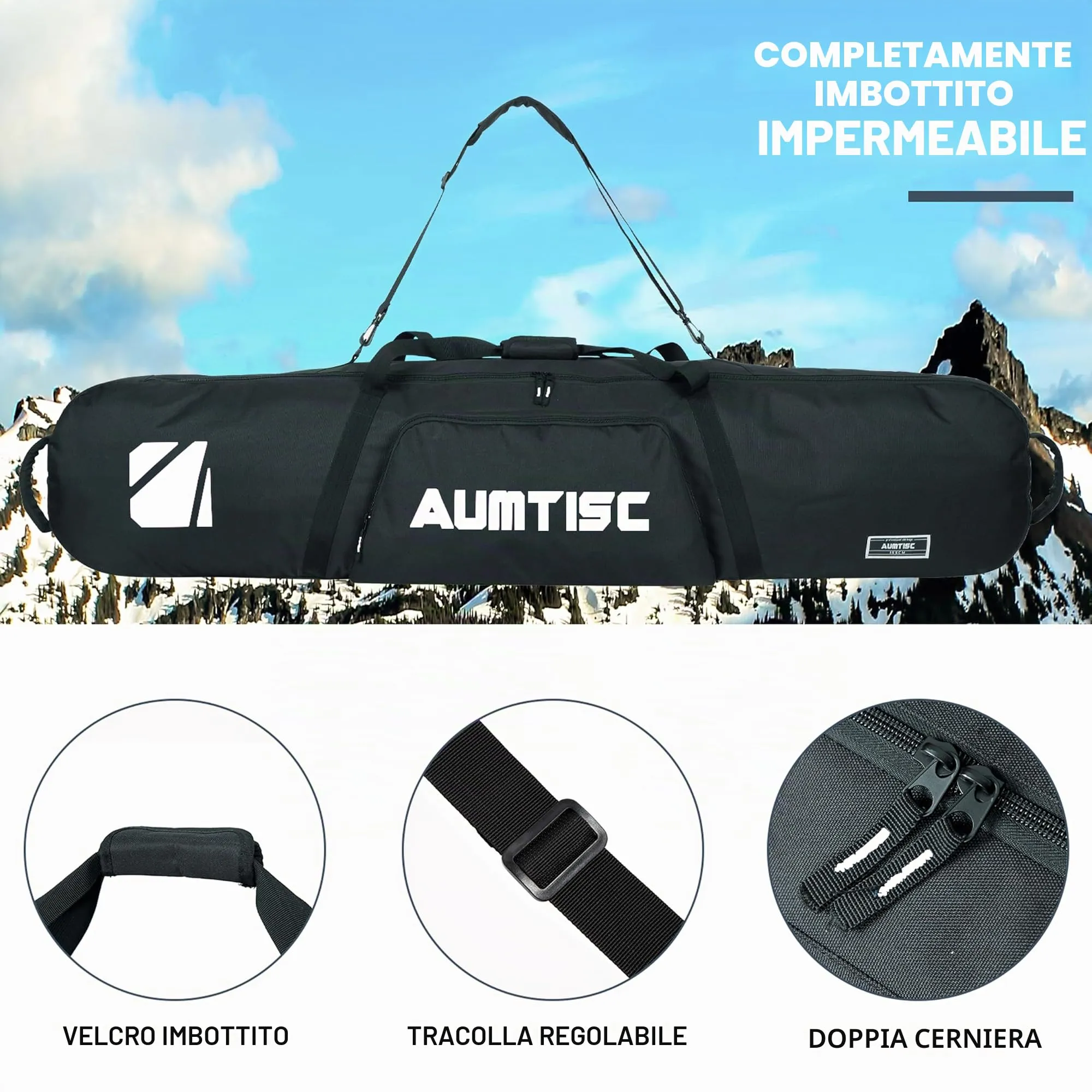 AUMTISC Snowboard-Taschen 155 cm Black-uk - immagine 3