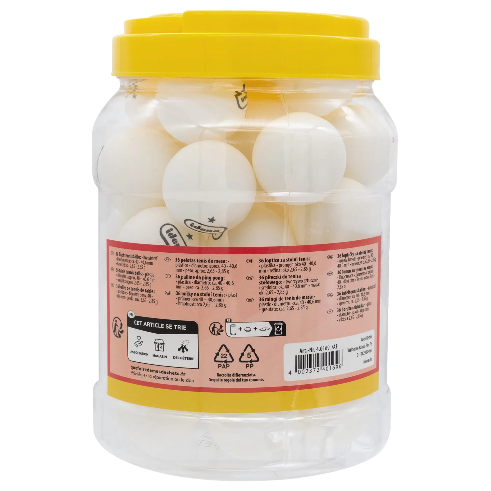Idena 40169 Palline da ping pong, 36 pezzi, bianco, 4 cm, qualità 1 stella, conformi ITTF - immagine 5