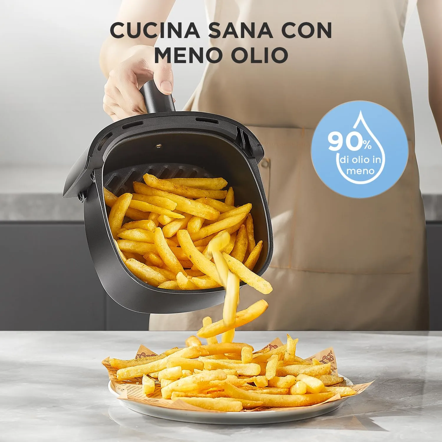 Midea Friggitrice ad Aria MAF20P0BPK, 1150 W, 12 Funzioni, 2 Litri, Nero - immagine 4