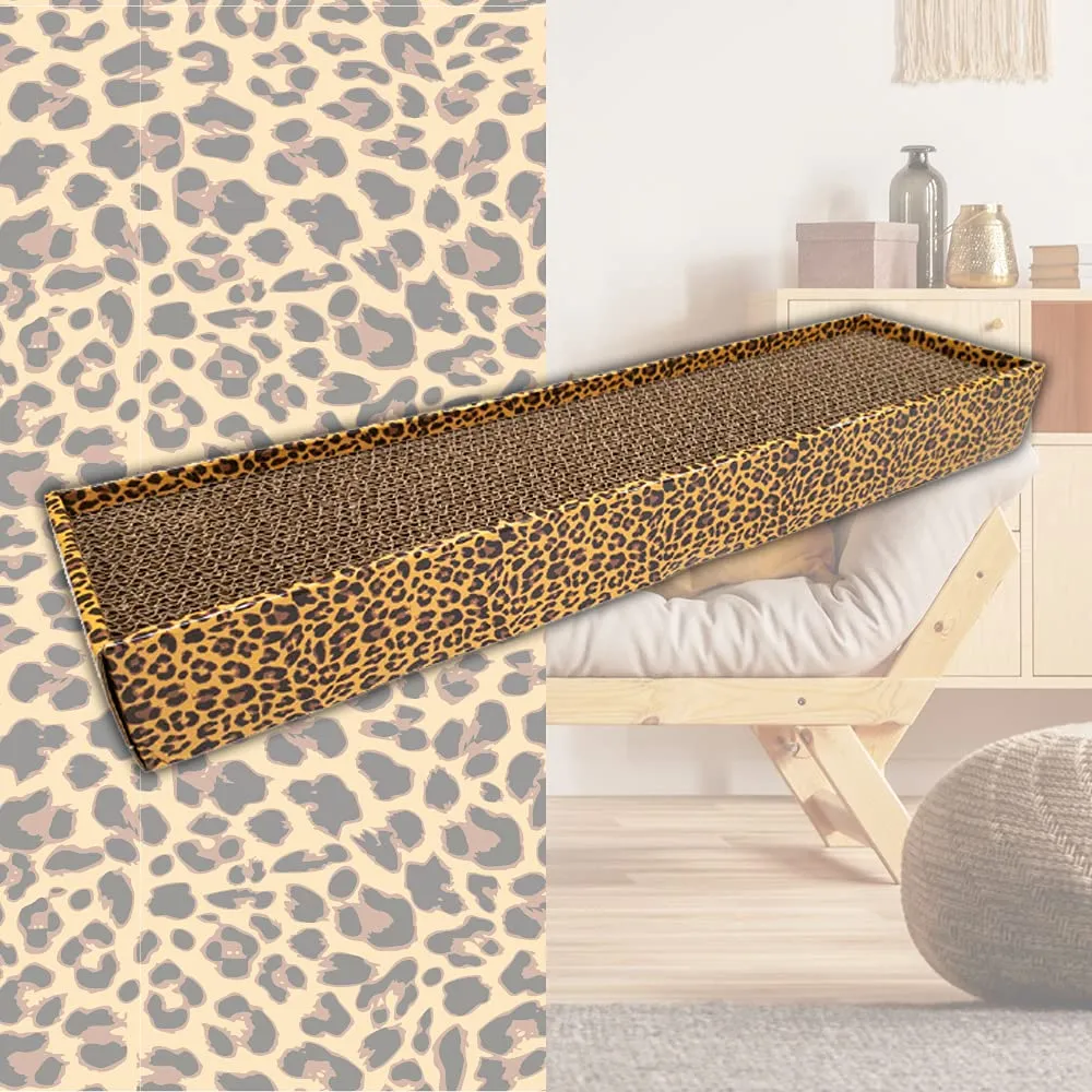 Croci Tiragraffi per gatti in cartone, 2 strati reversibili, stile Leopardo, 48 x 12,5 x 5 cm - immagine 7