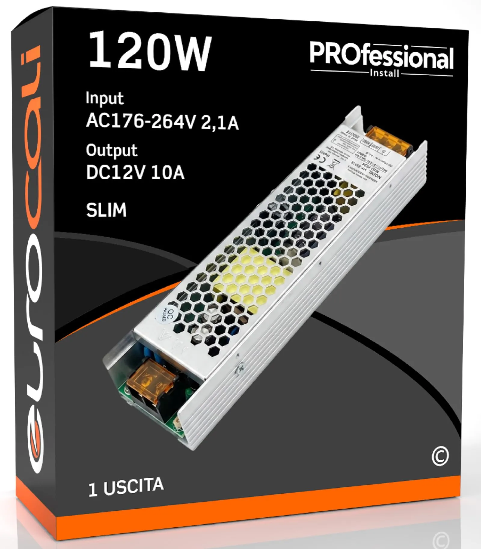 Eurocali Alimentatore per Strisce LED 120W 220V 12V in Metallo - immagine 1
