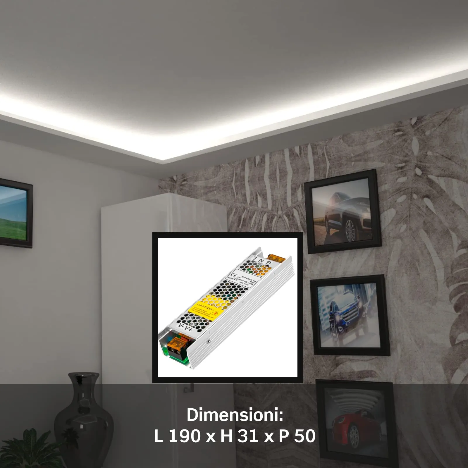 Eurocali Alimentatore per Strisce LED 120W 220V 12V in Metallo - immagine 3