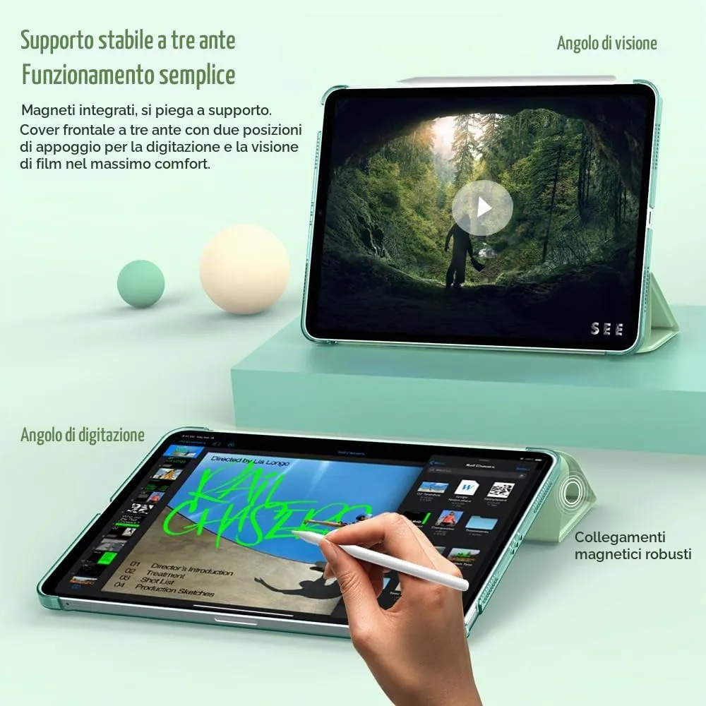 TiMOVO Cover per iPad Air 11" M4/M3/M2, Air 5a/4a Gen 10.9", Verde - immagine 6