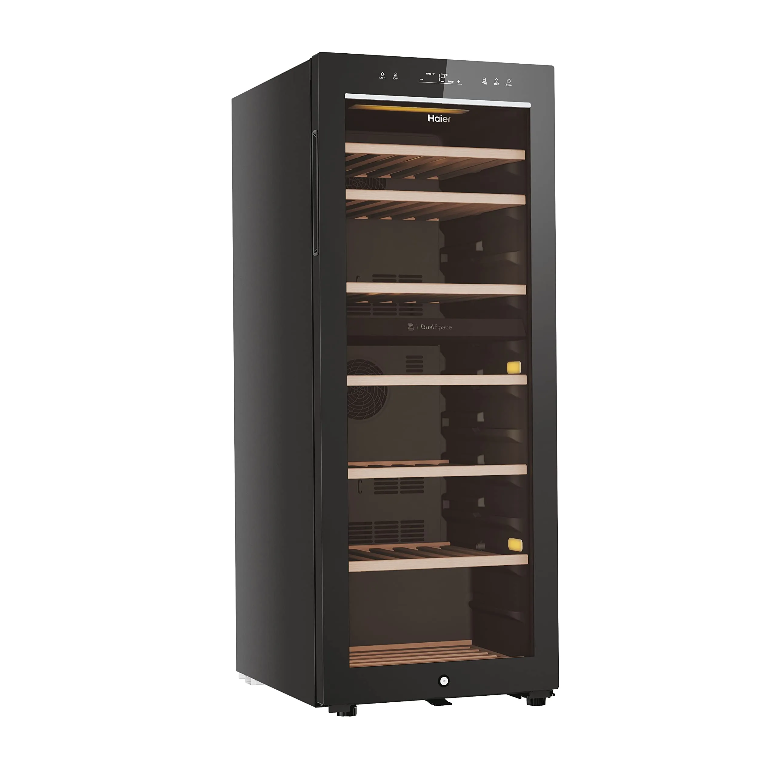 Haier Wine Bank 50 Serie 7 Cantinetta Vino Doppia Temperatura, 77 Bottiglie, Vetro Anti-UV, LED 3D, App hOn, Nera - HWS77GDAU1 - immagine 4