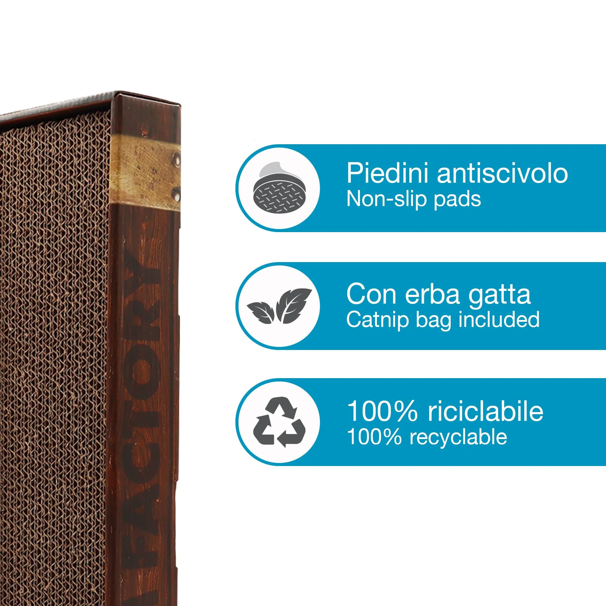 Croci Homedecore Essence Tiragraffi per gatti in cartone a 2 strati reversibili con erba gatta, 48x12,5x5 cm - immagine 3