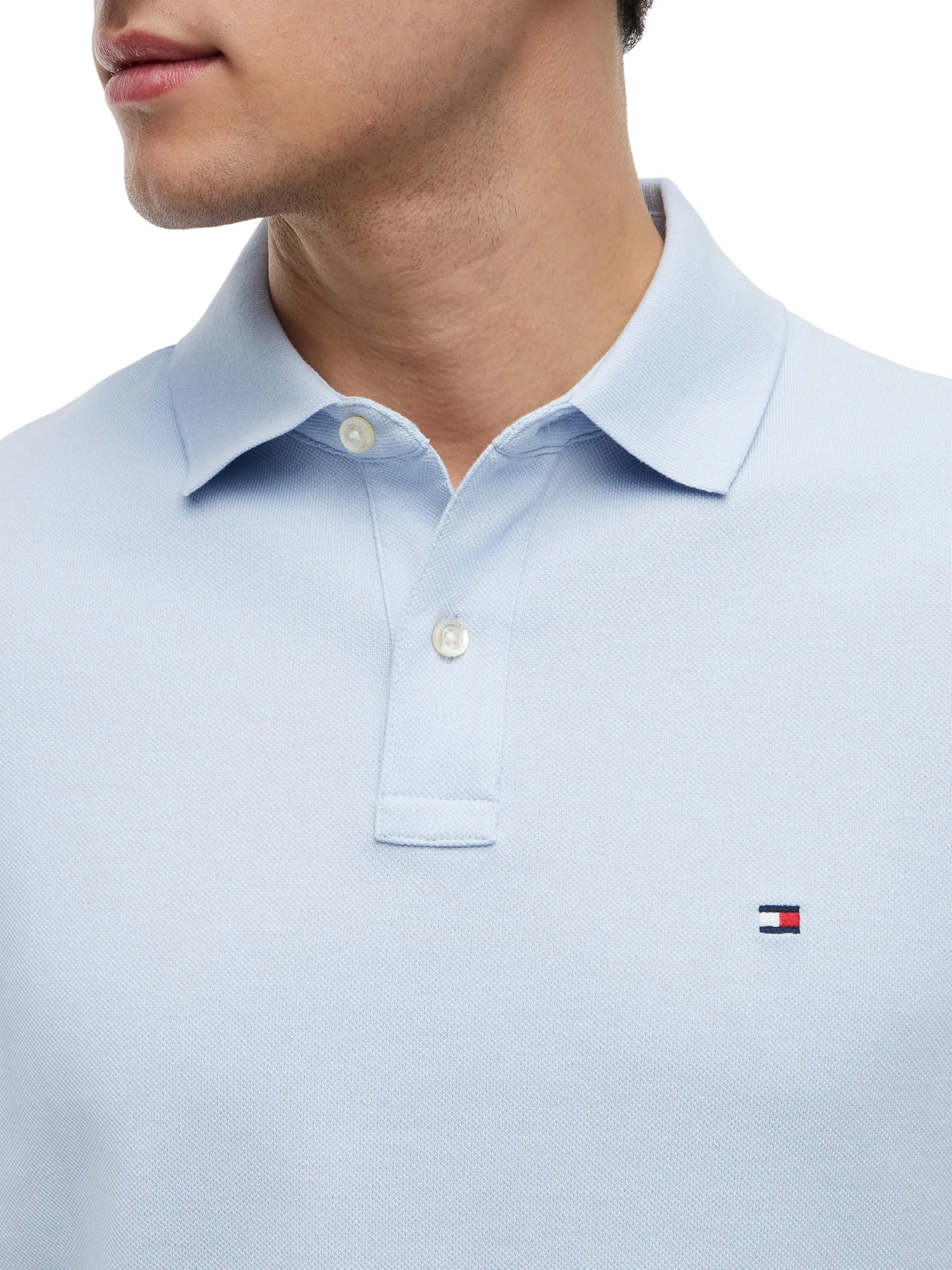 Tommy Hilfiger 1985 Regular Fit Short Sleeve Polo Shirt, Breezy Blue, XS - immagine 5