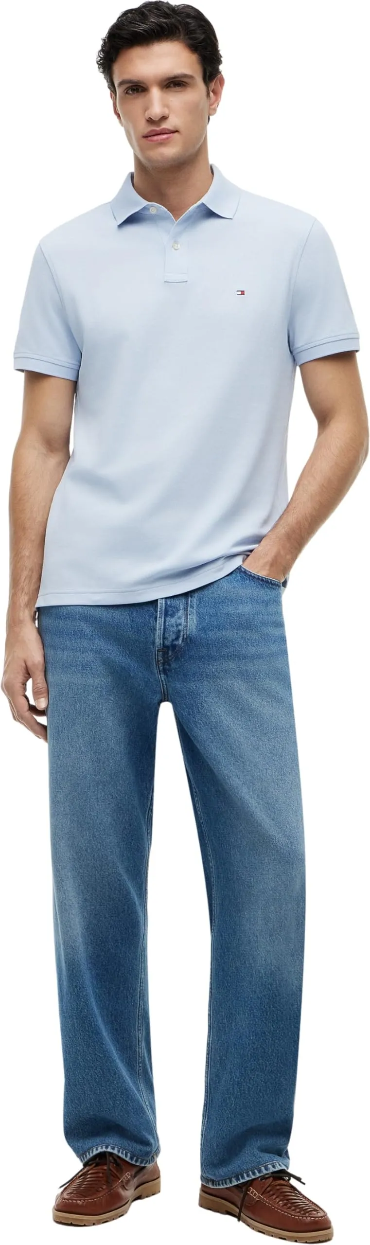 Tommy Hilfiger 1985 Regular Fit Short Sleeve Polo Shirt, Breezy Blue, XS - immagine 6