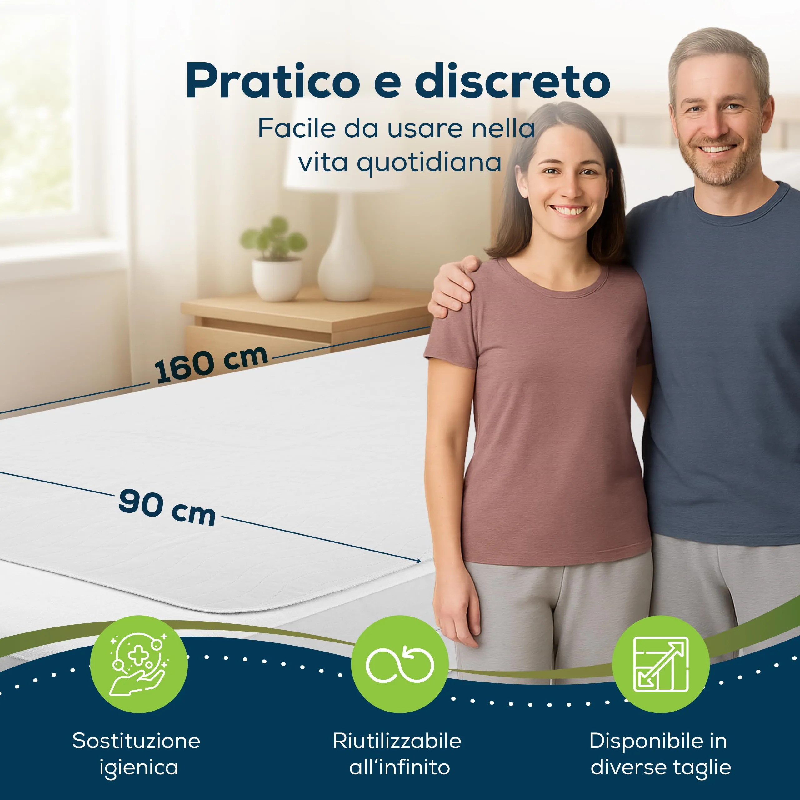 Sensalou Traversa Letto Lavabile 90x160 cm, Set da 2 Riutilizzabili - immagine 3