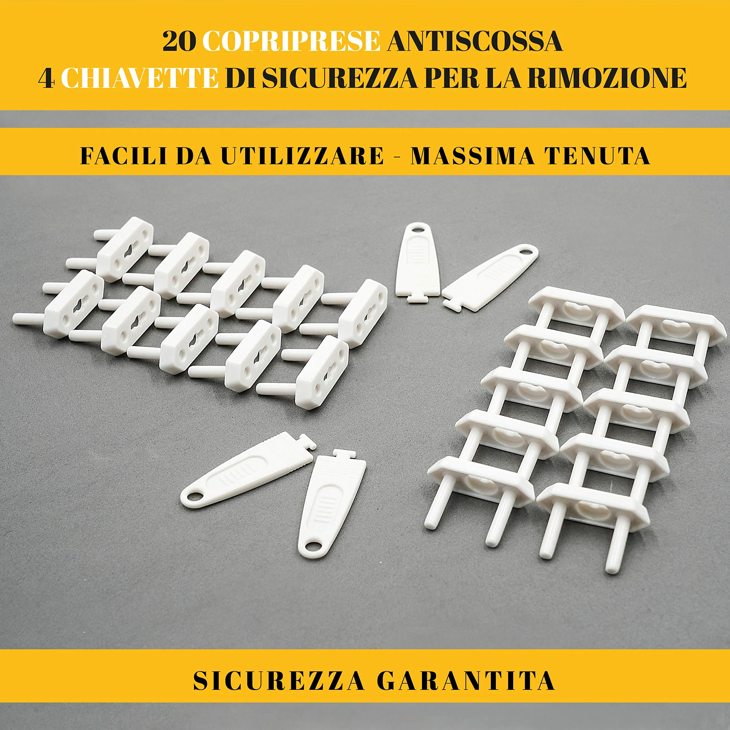 Odelù Copriprese per Bambini, 20 Tappi Bianchi e 4 Chiavi - immagine 6