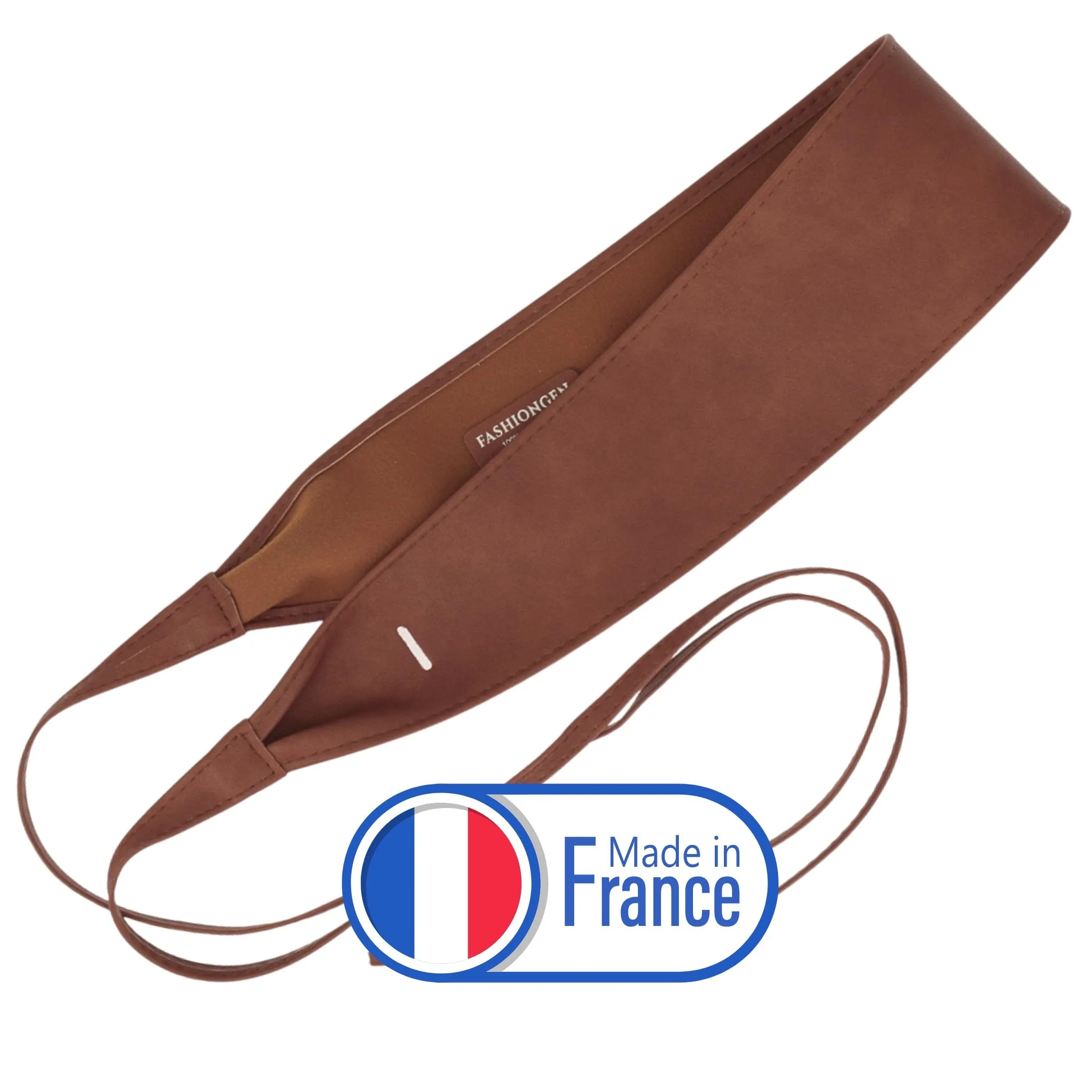 FASHIONGEN Cintura Obi da donna in similpelle, Marrone chiaro, L-XL - immagine 6