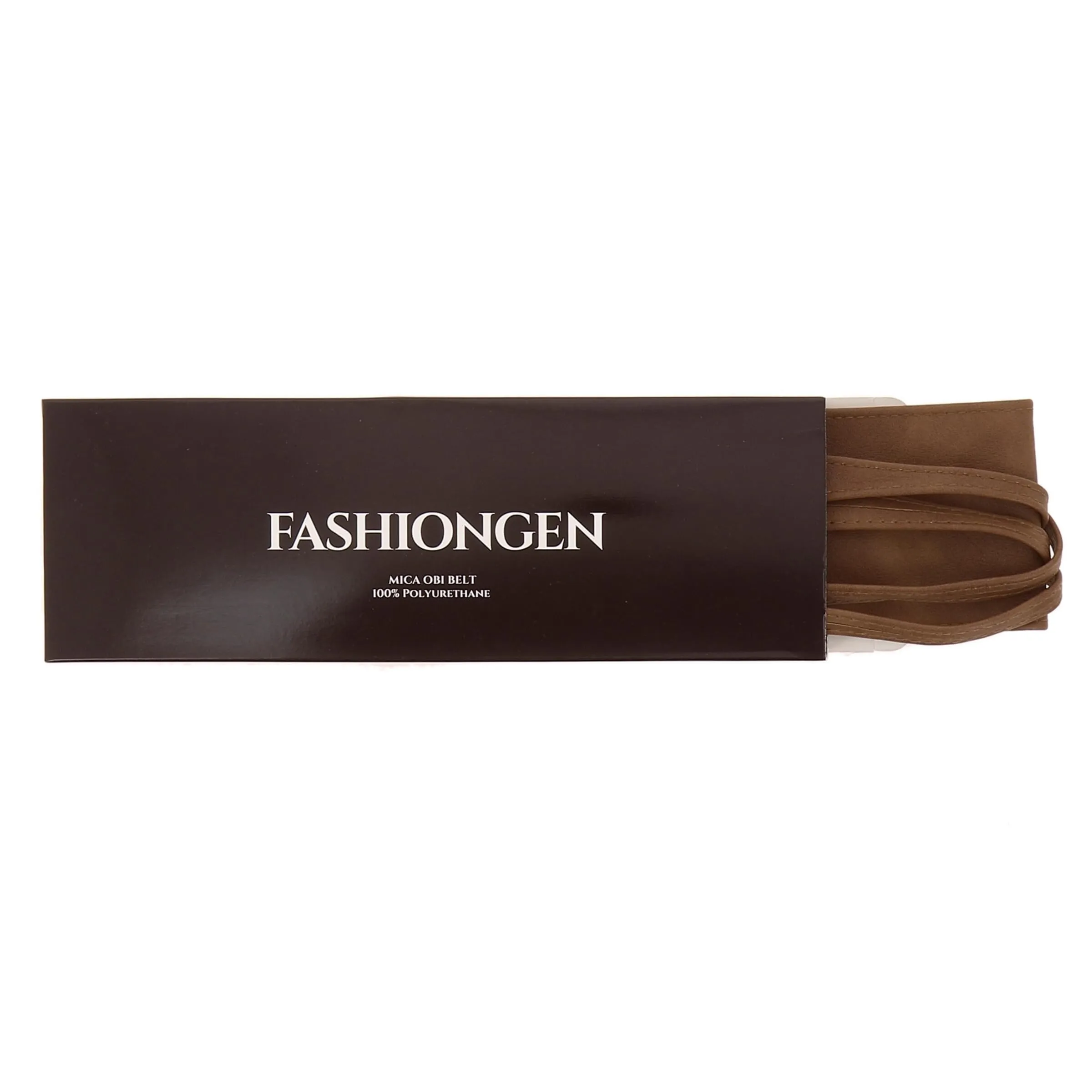 FASHIONGEN Cintura Obi da donna in similpelle, Marrone chiaro, L-XL - immagine 7