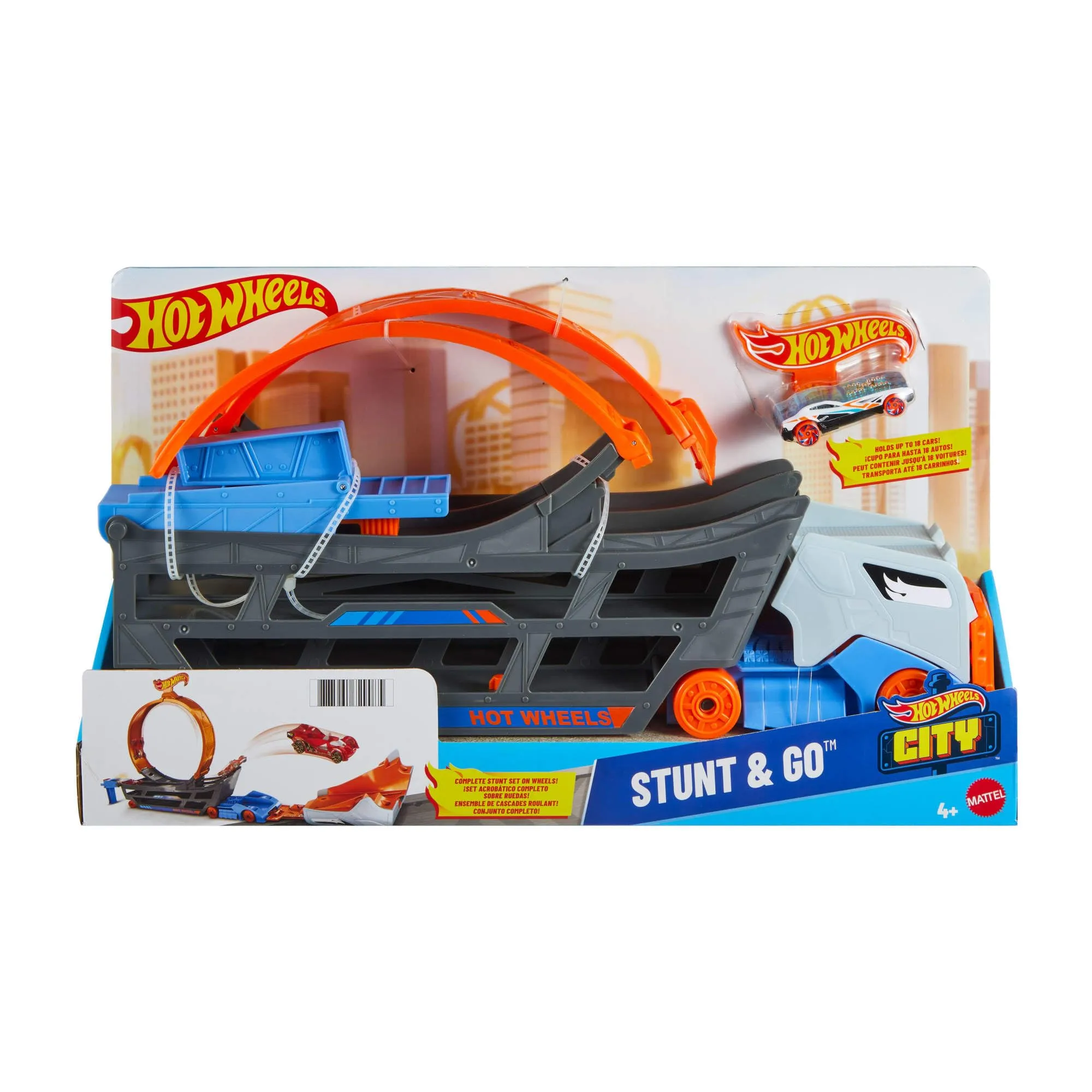 Hot Wheels Trasportatore Portatile con Mega Loop e Lanciatore, Spazio per 18 Veicoli, GCK38 - immagine 6