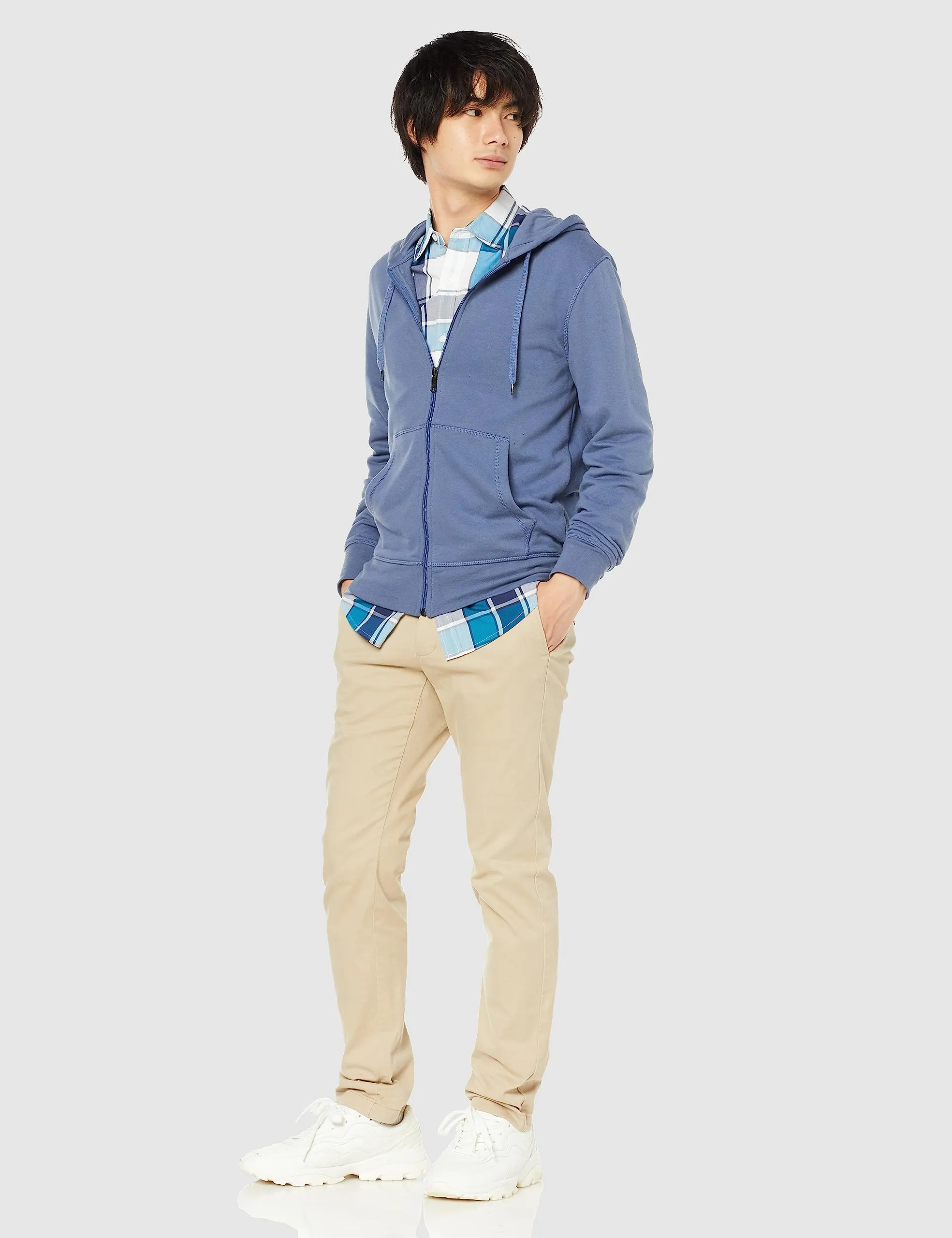 Amazon Essentials Giacca Leggera con Cappuccio e Zip Integrale Uomo, Indaco, L - immagine 2