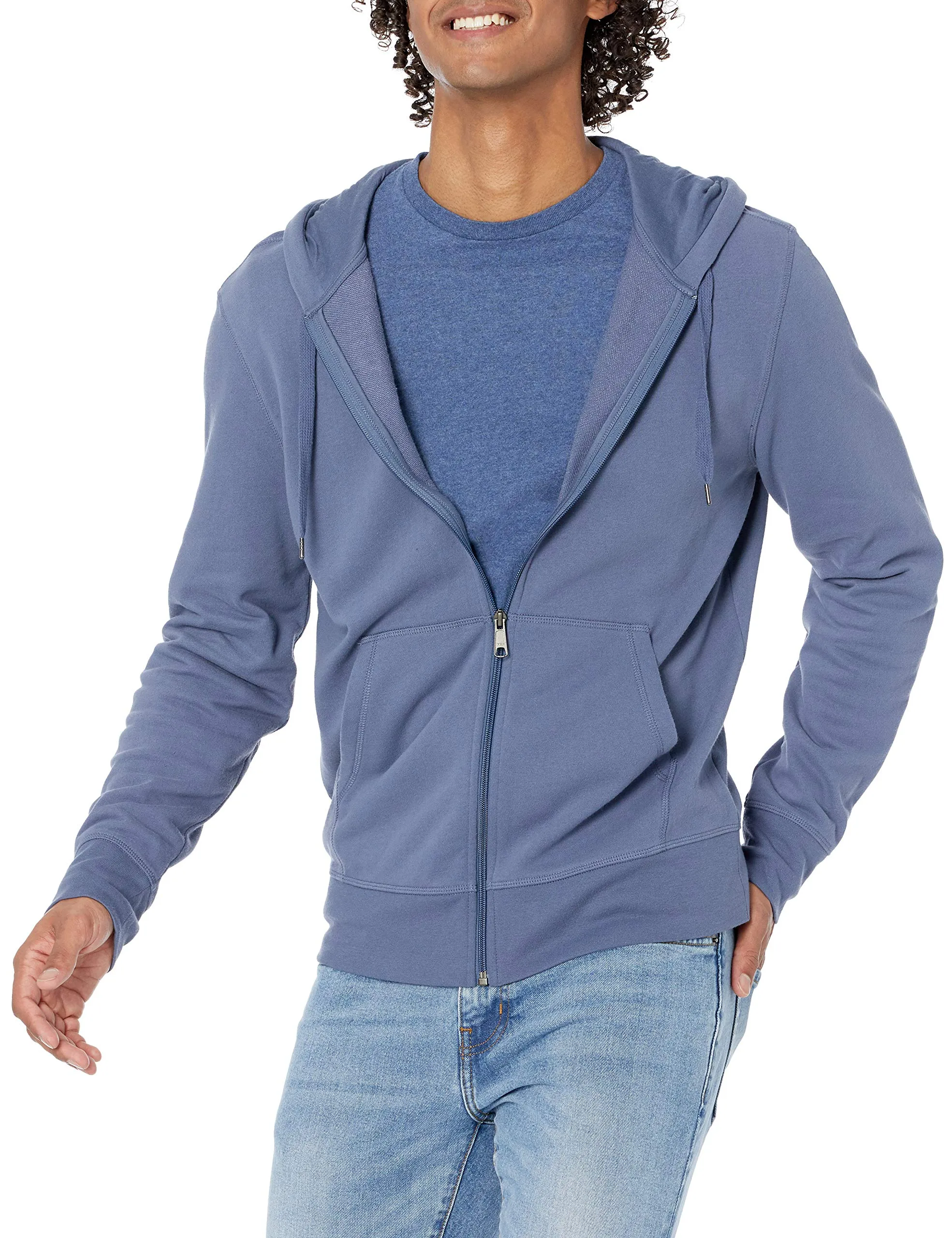 Amazon Essentials Giacca Leggera con Cappuccio e Zip Integrale Uomo, Indaco, XS - immagine 1