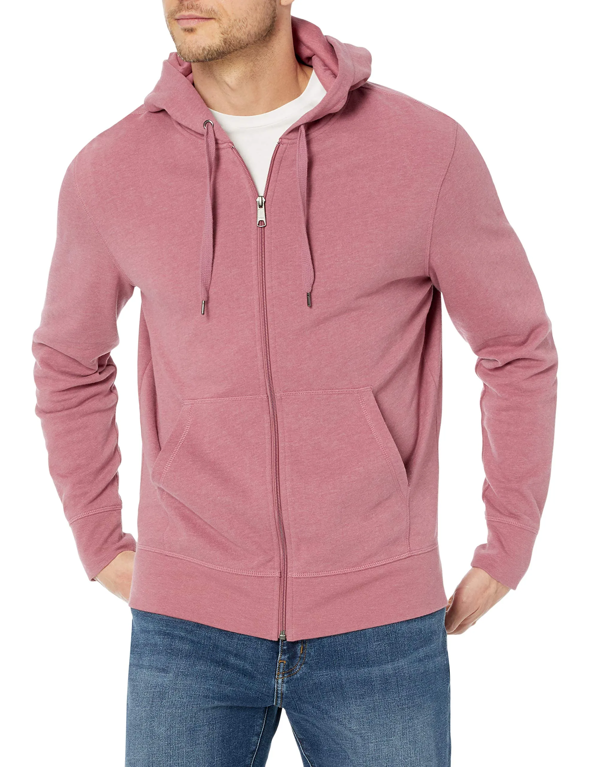 Amazon Essentials Giacca Leggera con Cappuccio e Zip Integrale Uomo, Rosa, M - immagine 1