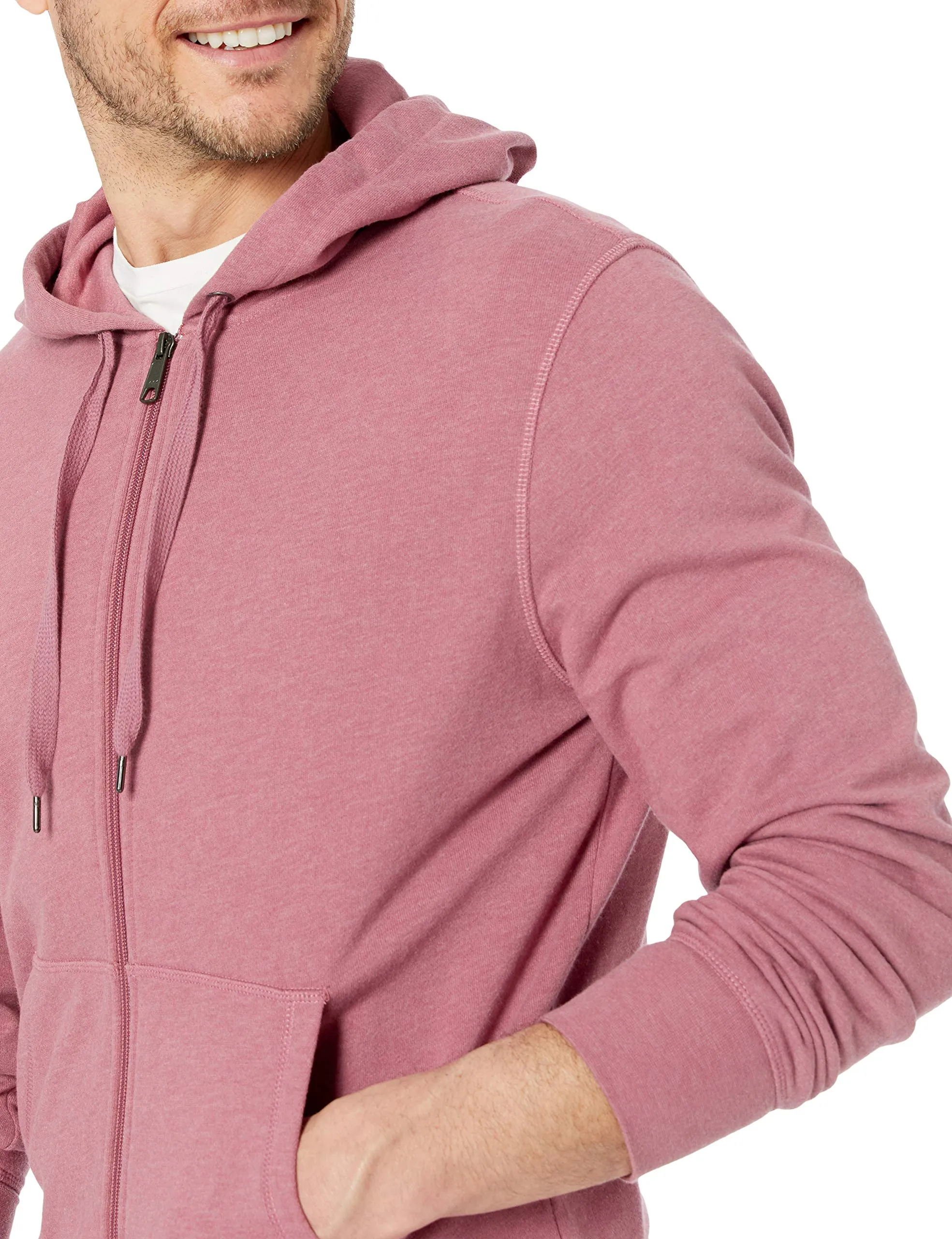 Amazon Essentials Giacca Leggera con Cappuccio e Zip Integrale Uomo, Rosa, M - immagine 3