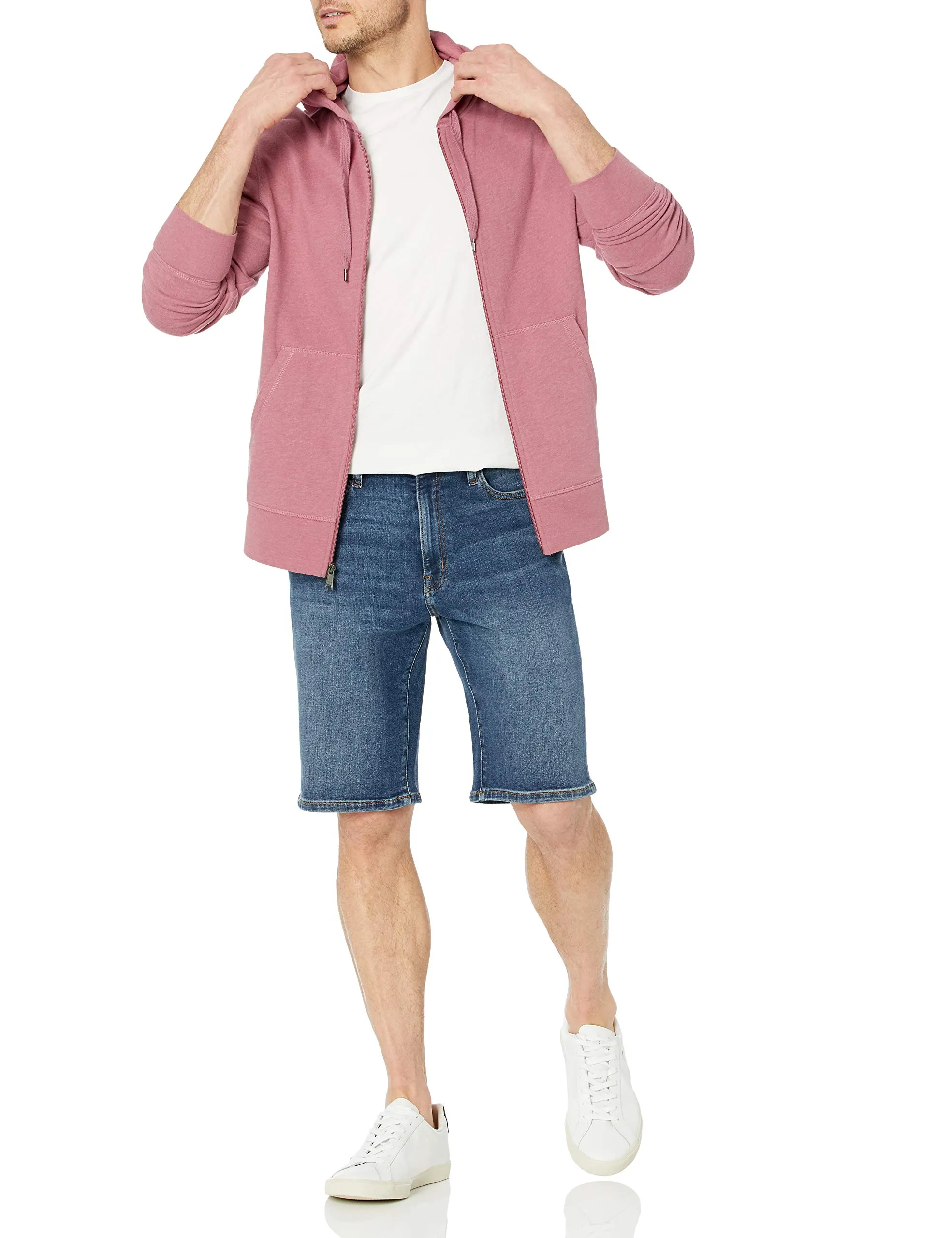 Amazon Essentials Giacca Leggera con Cappuccio e Zip Integrale Uomo, Rosa, M - immagine 4