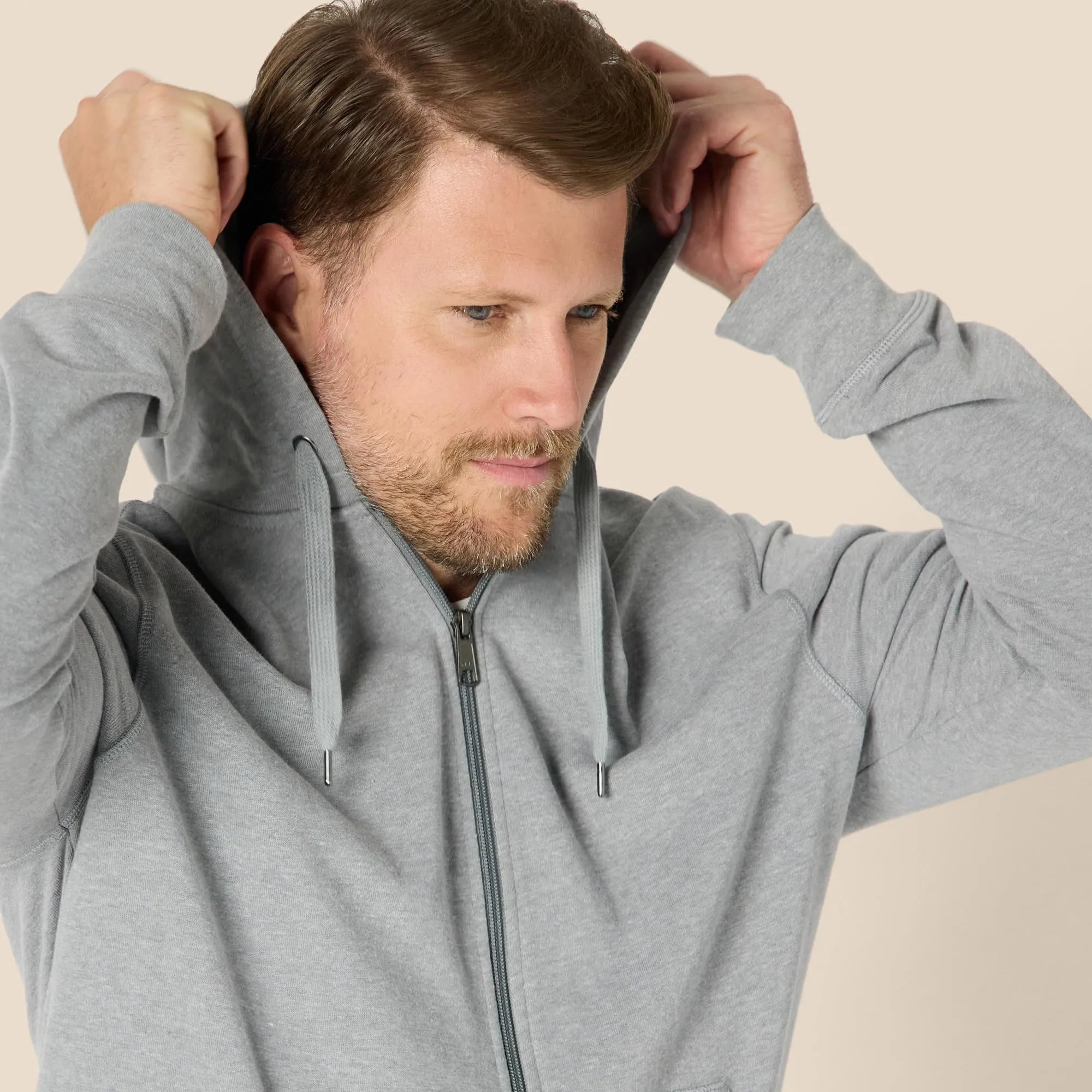 Amazon Essentials Giacca Leggera con Cappuccio e Zip Integrale Uomo, Grigio Chiaro Puntinato, XXL - immagine 4