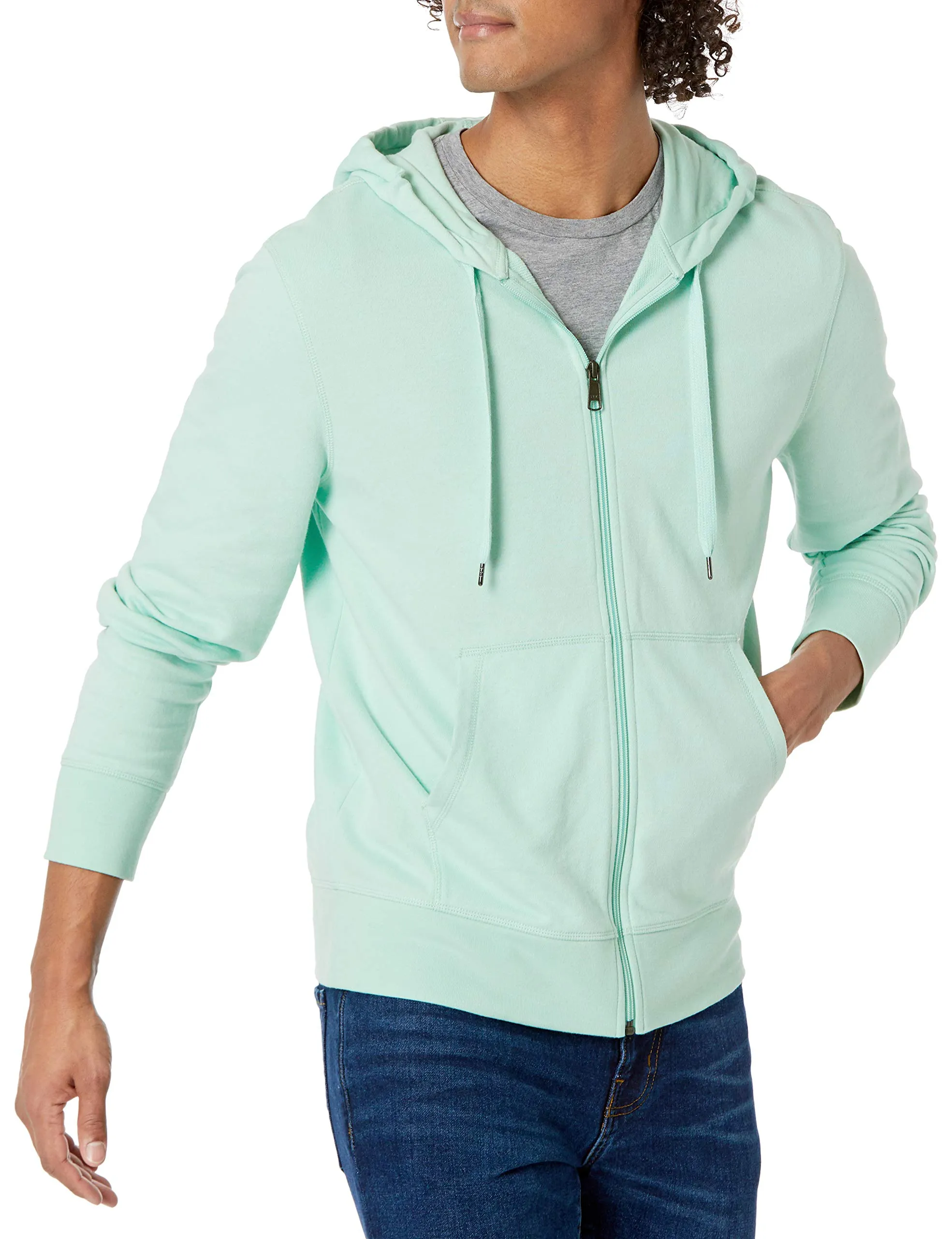 Amazon Essentials Giacca Leggera con Cappuccio e Zip Integrale Uomo, Verde Menta, S - immagine 1