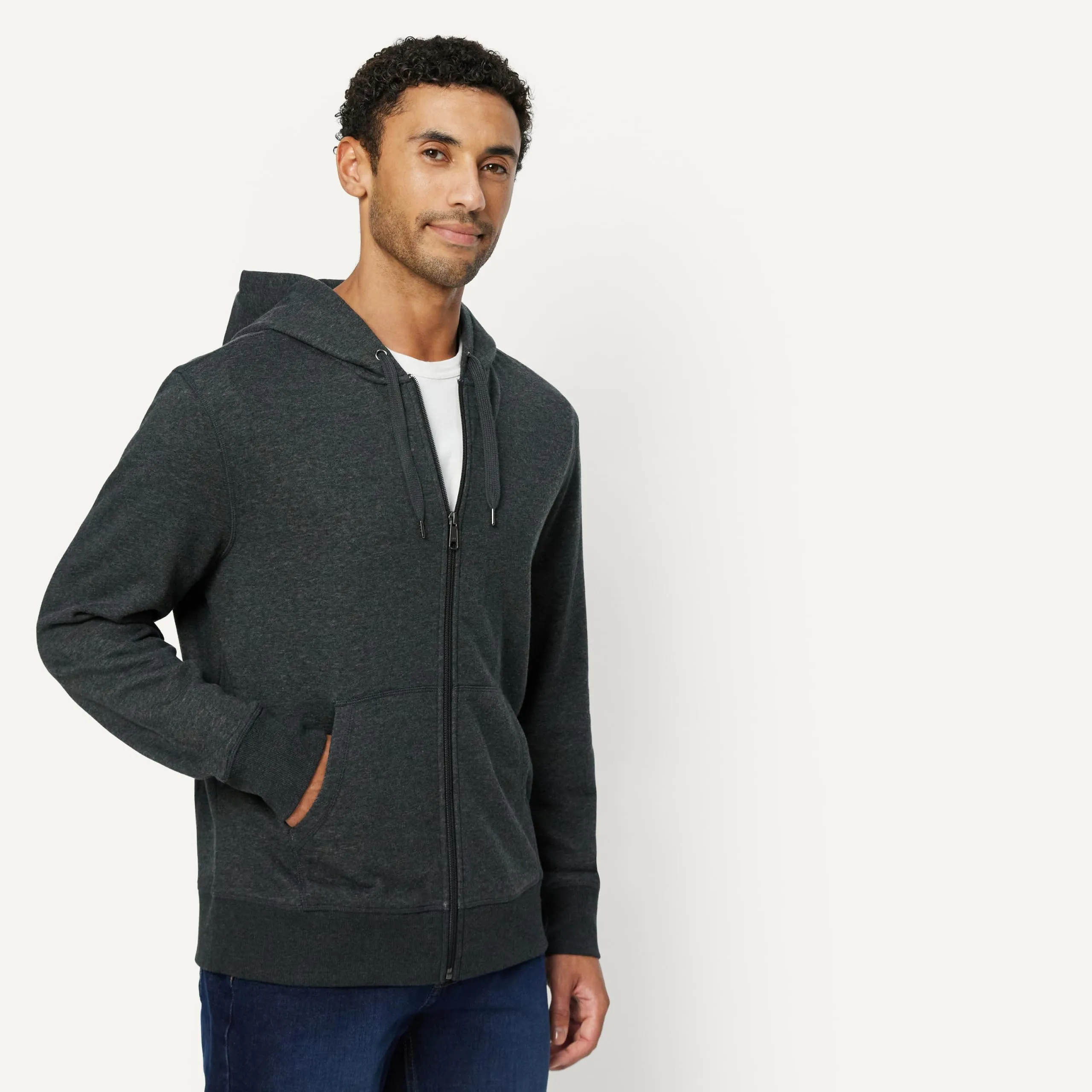 Amazon Essentials Giacca Leggera con Cappuccio e Zip Integrale Uomo, Carbone Puntinato, XL - immagine 3