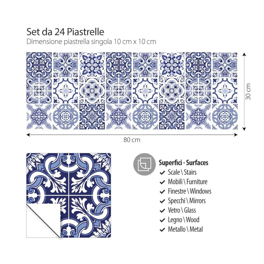 RE-COVERTILES Adesivi Piastrelle in PVC per Cucina e Bagno, 24 Pz 10x10 cm, PS00093 - immagine 3
