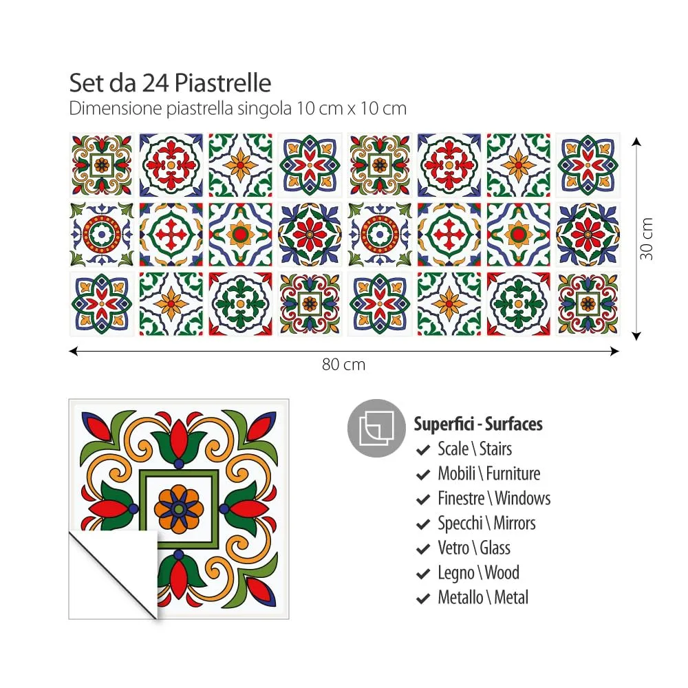 RE-COVERTILES Adesivi Piastrelle in PVC per Cucina e Bagno, 24 Pz 10x10 cm, PS00032 - immagine 4