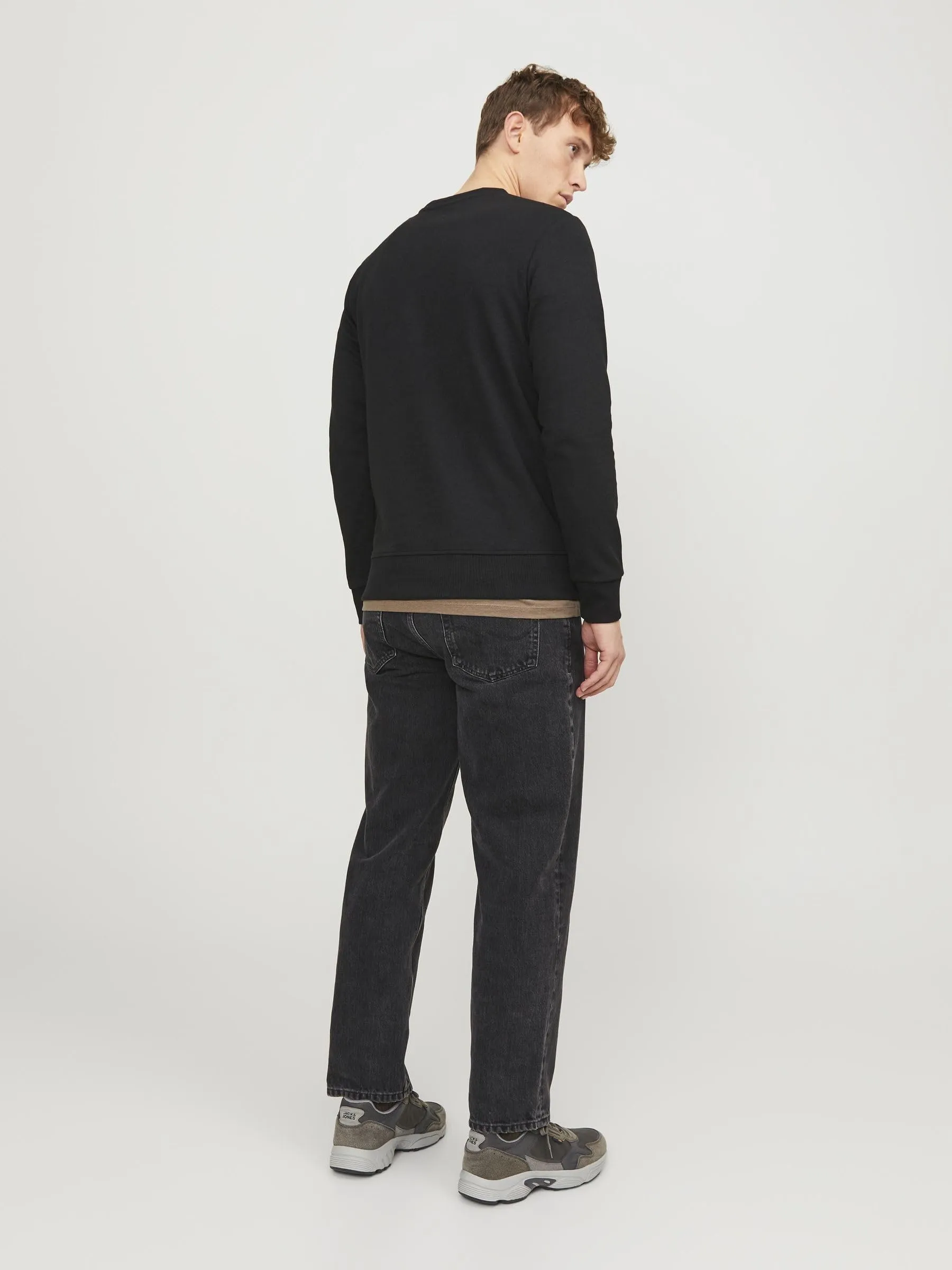 Jack & Jones JJEBASIC Men's Basic Long Sleeve Crew Neck Pullover Sweatshirt - Black, L - immagine 3