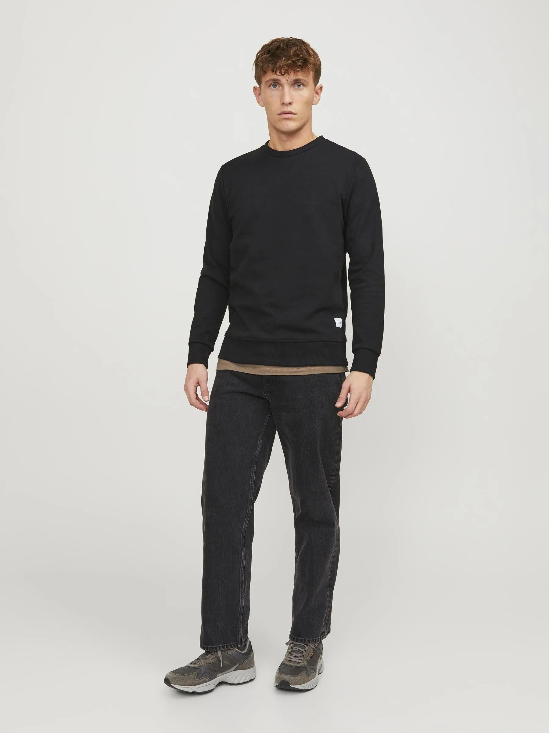 Jack & Jones JJEBASIC Men's Basic Long Sleeve Crew Neck Pullover Sweatshirt - Black, L - immagine 4