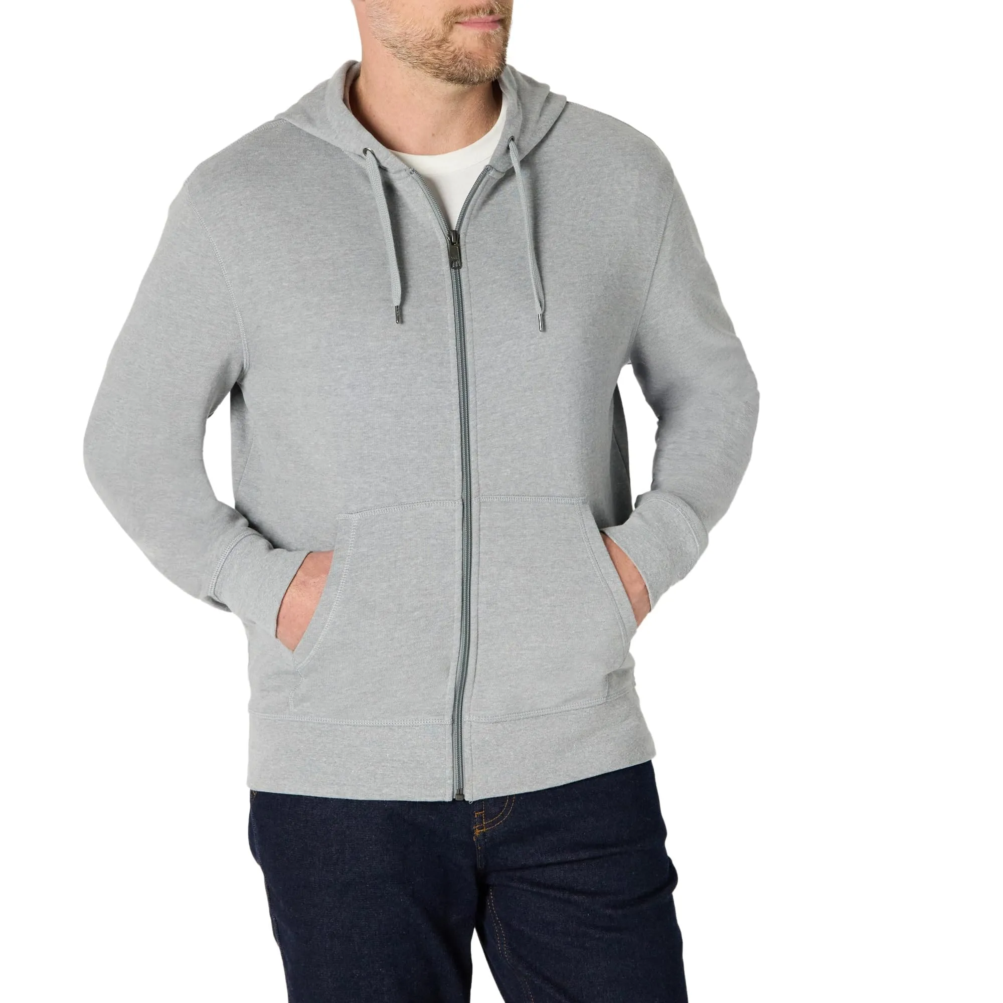 Amazon Essentials Giacca Leggera con Cappuccio e Zip Integrale Uomo, Grigio Chiaro Puntinato, S - immagine 1