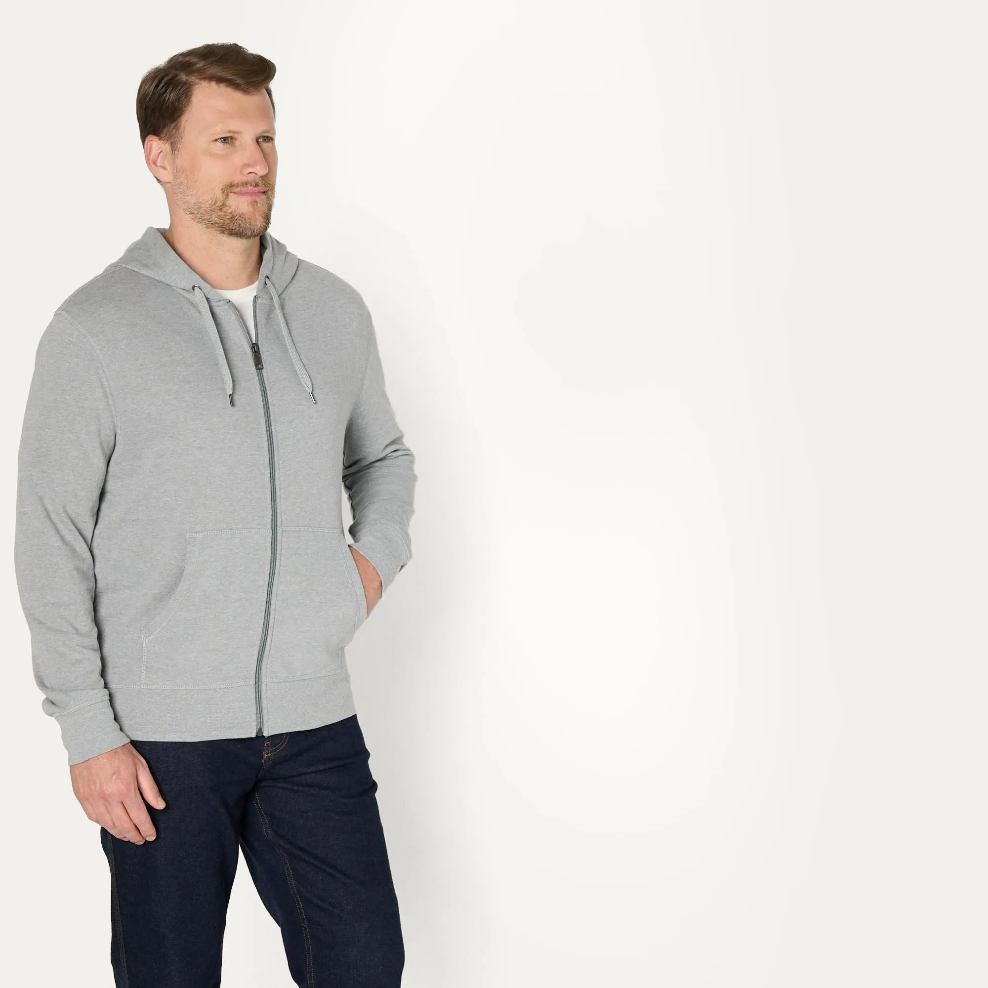 Amazon Essentials Giacca Leggera con Cappuccio e Zip Integrale Uomo, Grigio Chiaro Puntinato, S - immagine 2