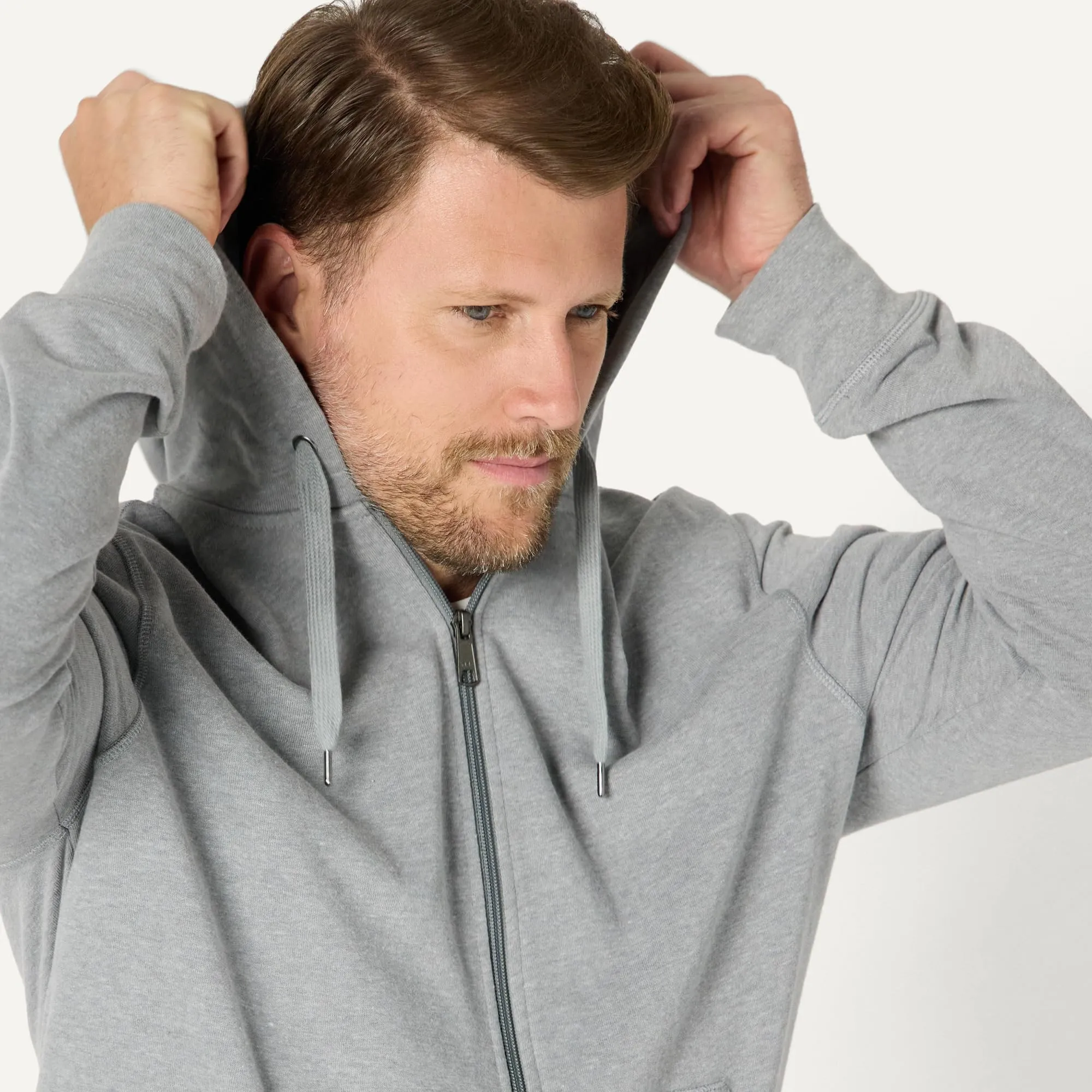Amazon Essentials Giacca Leggera con Cappuccio e Zip Integrale Uomo, Grigio Chiaro Puntinato, S - immagine 4