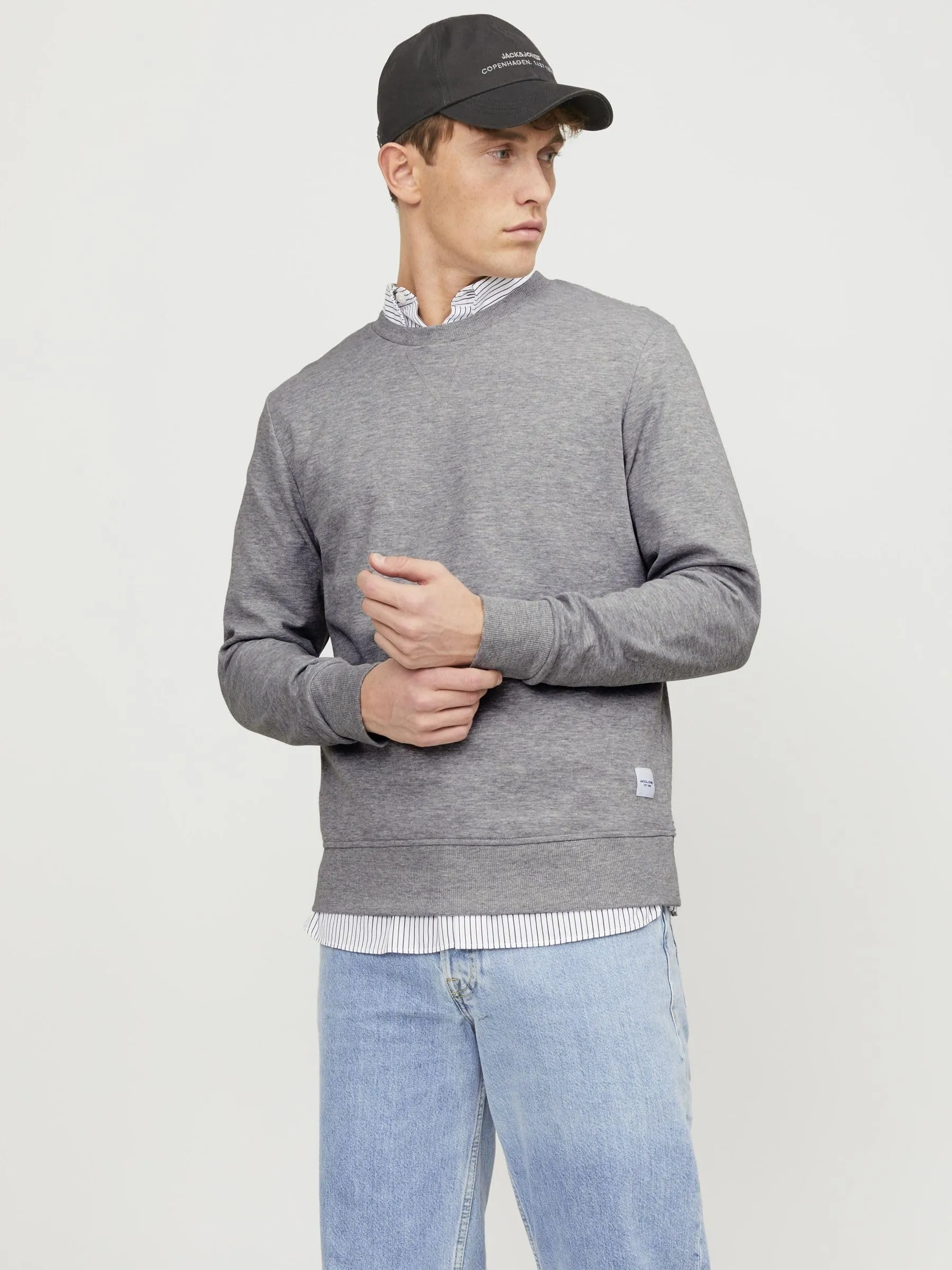Jack & Jones Jjebasic Sweat Crew Neck Noos, Light Grey, L - immagine 2