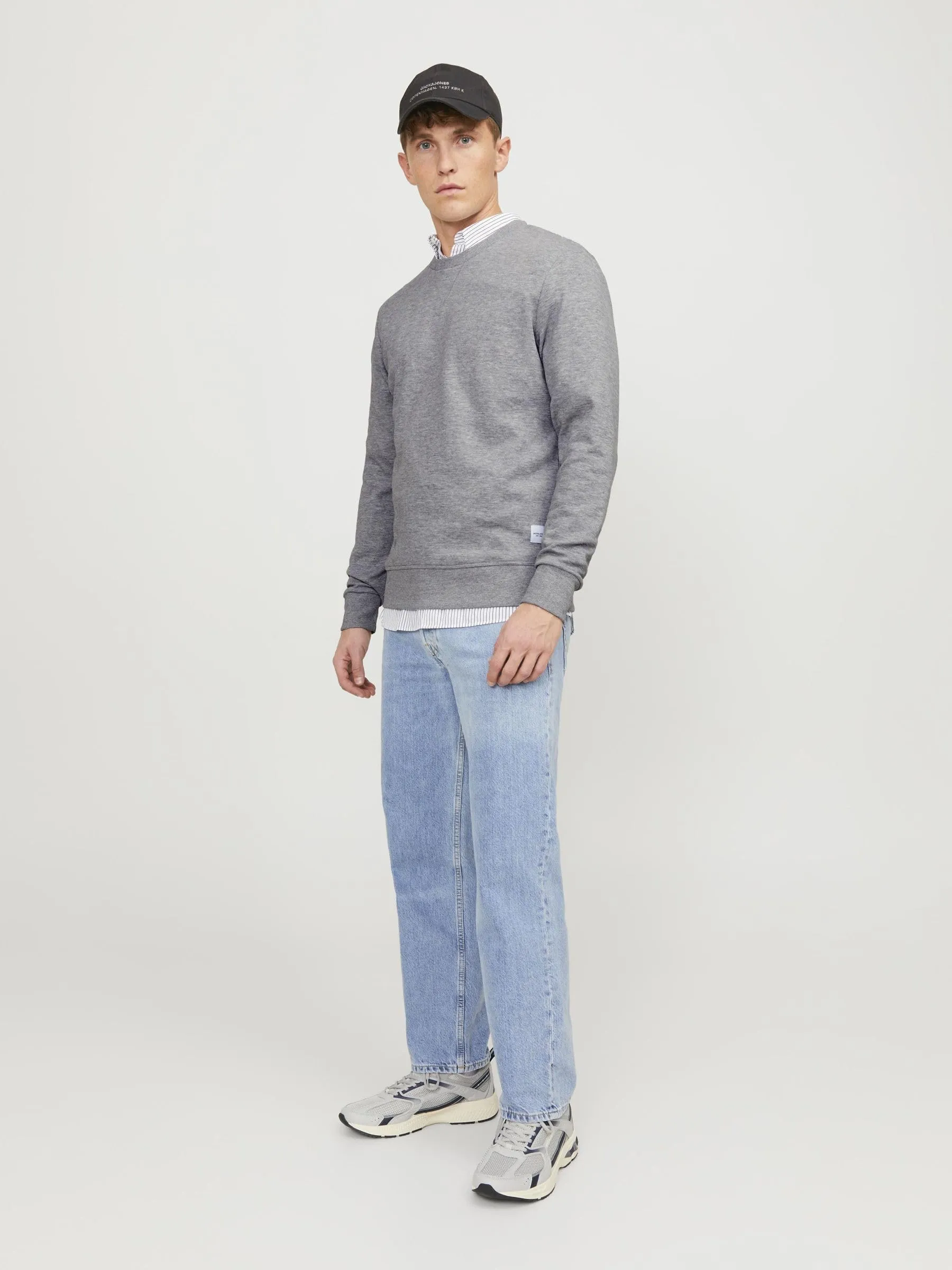 Jack & Jones JJEBASIC Men's Basic Long Sleeve Crew Neck Pullover Sweatshirt - Grey, XL - immagine 5