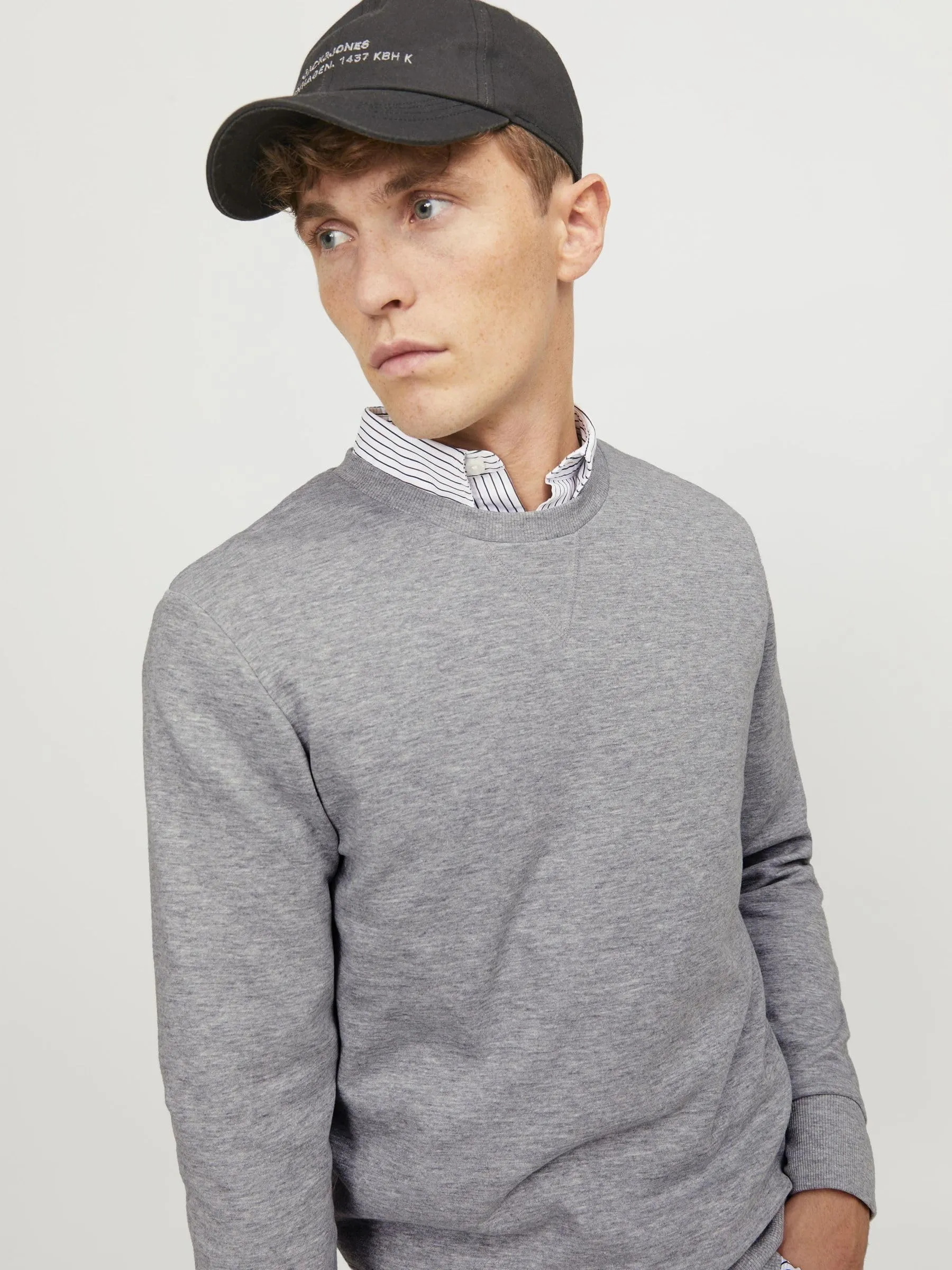 Jack & Jones JJEBASIC Men's Basic Long Sleeve Crew Neck Pullover Sweatshirt - Grey, XL - immagine 8