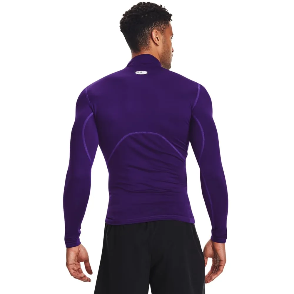 Under Armour ColdGear Compression Mock Uomo, Viola (500)/Bianco, XXL - immagine 2