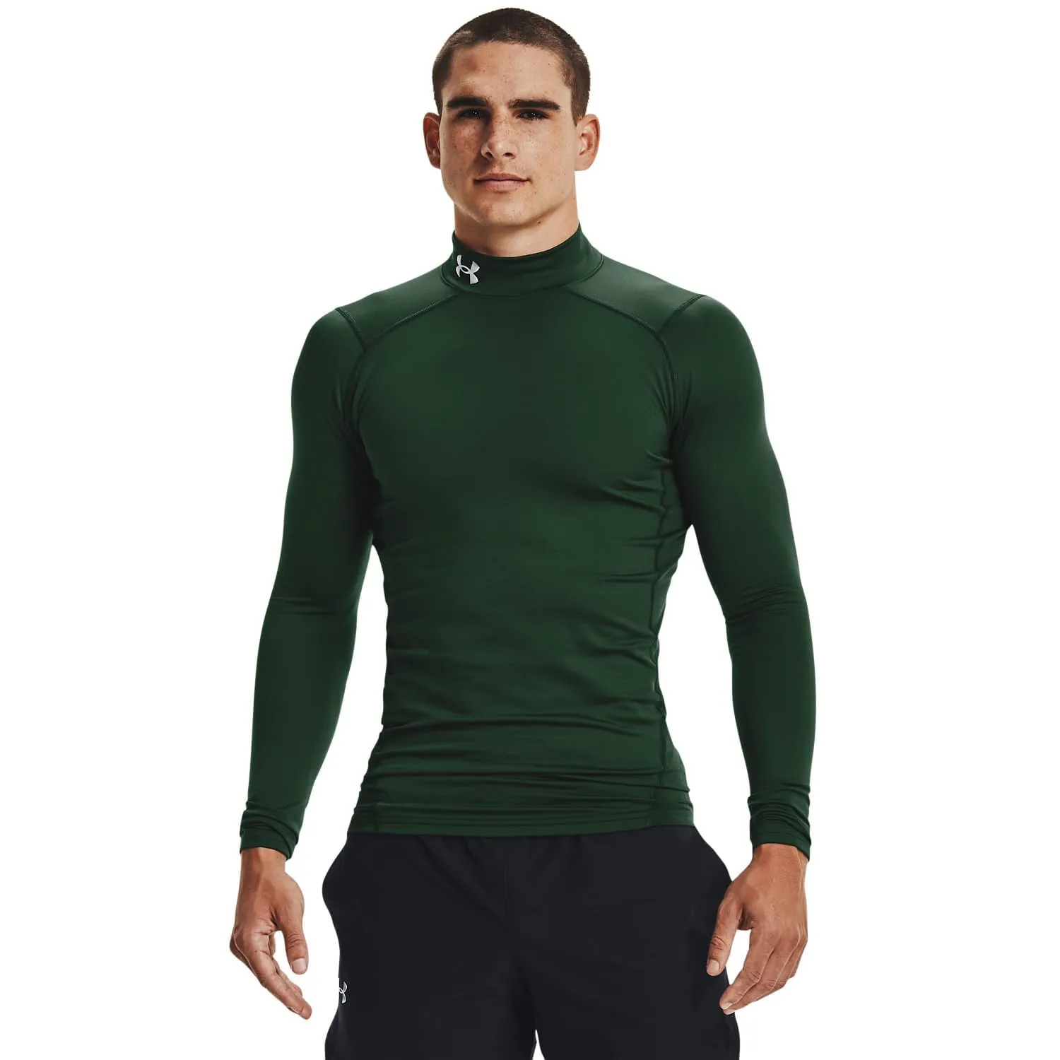 Under Armour Men's ColdGear Armour Compression Mock, Forest Green/White, Large - immagine 1