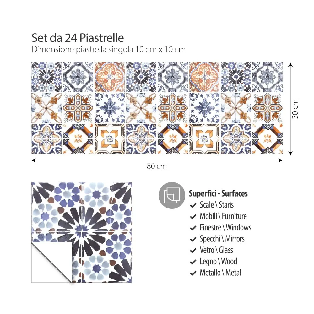 RE-COVERTILES Adesivi Piastrelle in PVC Impermeabili e Antigraffio per Cucina e Bagno, Modello PS00001, 24 Pz 10x10 cm, Made in Italy - immagine 3