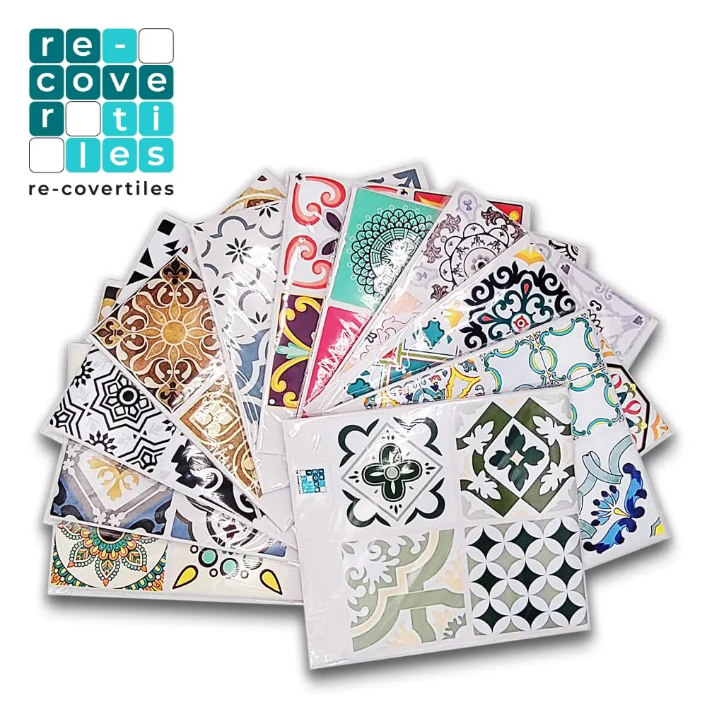RE-COVERTILES Adesivi Piastrelle in PVC per Cucina e Bagno, 24 Pz 10x10 cm, PS00008 - immagine 6