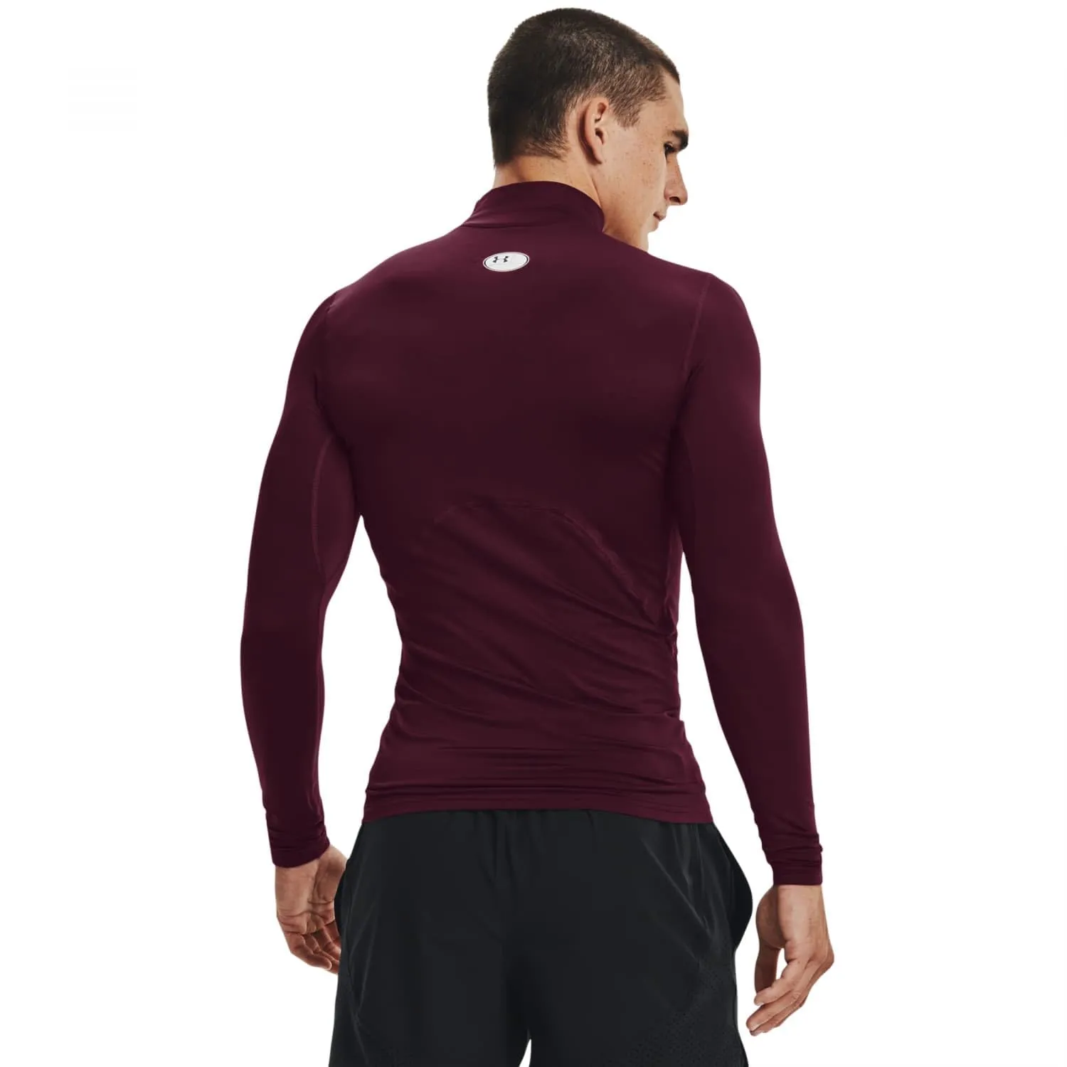 Under Armour Men's ColdGear Armour Compression Mock, Maroon (609)/White, Small - immagine 2