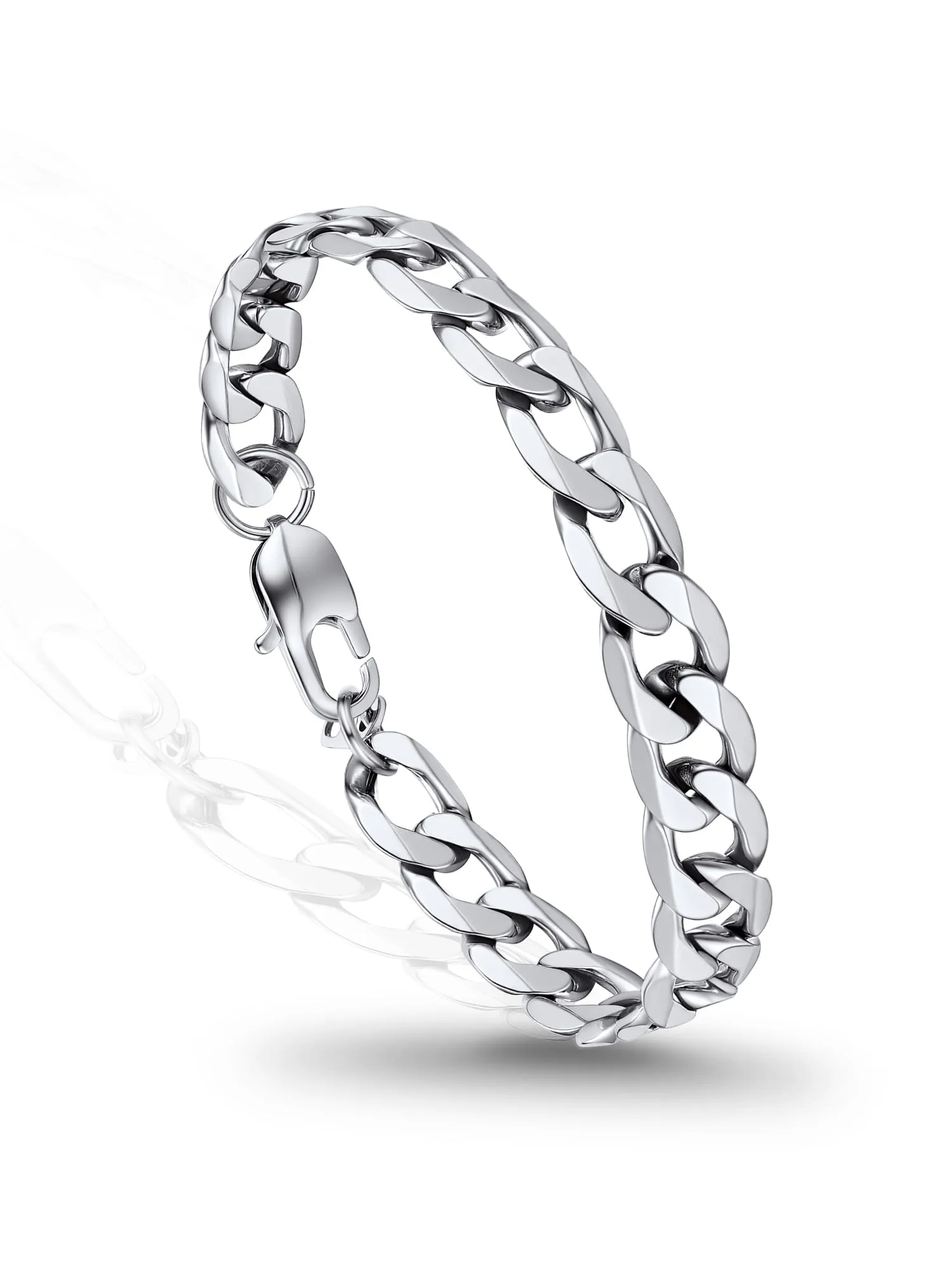 PROSTEEL Bracciale Uomo Catena Cubana 9mm Argento 21cm - immagine 1