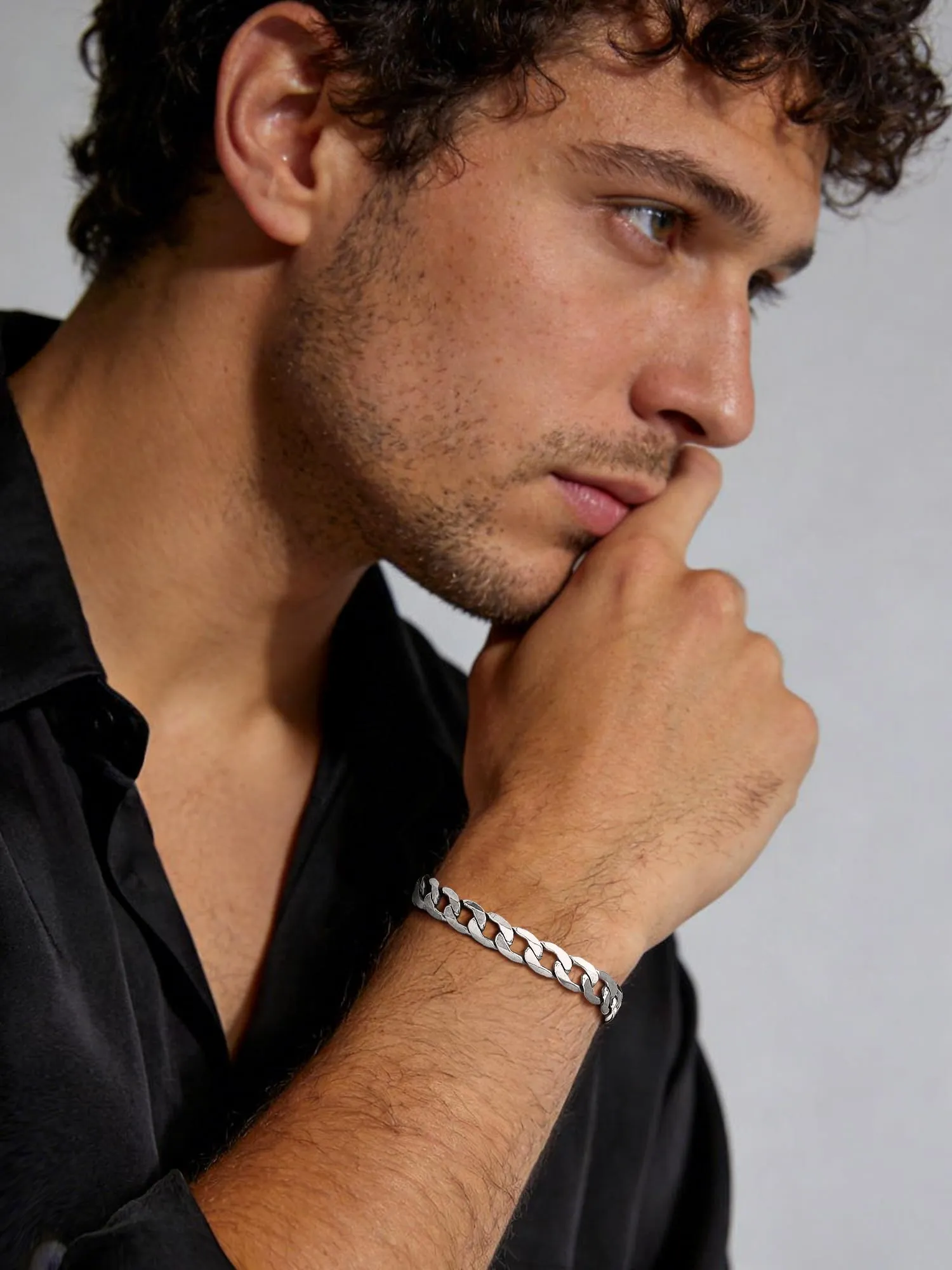 PROSTEEL Bracciale Uomo Catena Cubana 9mm Argento 21cm - immagine 2