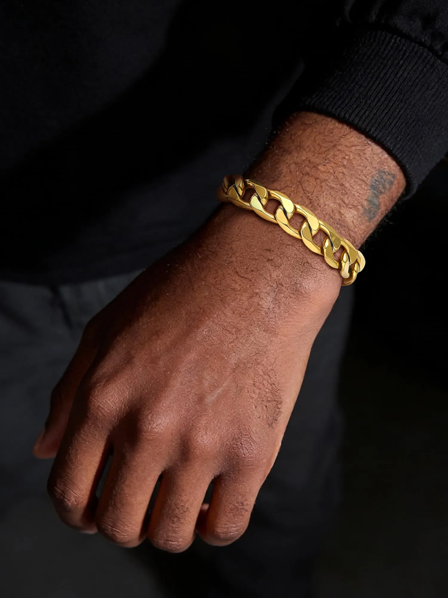 PROSTEEL Bracciale Uomo Catena Cubana 13mm Oro 21cm - immagine 6
