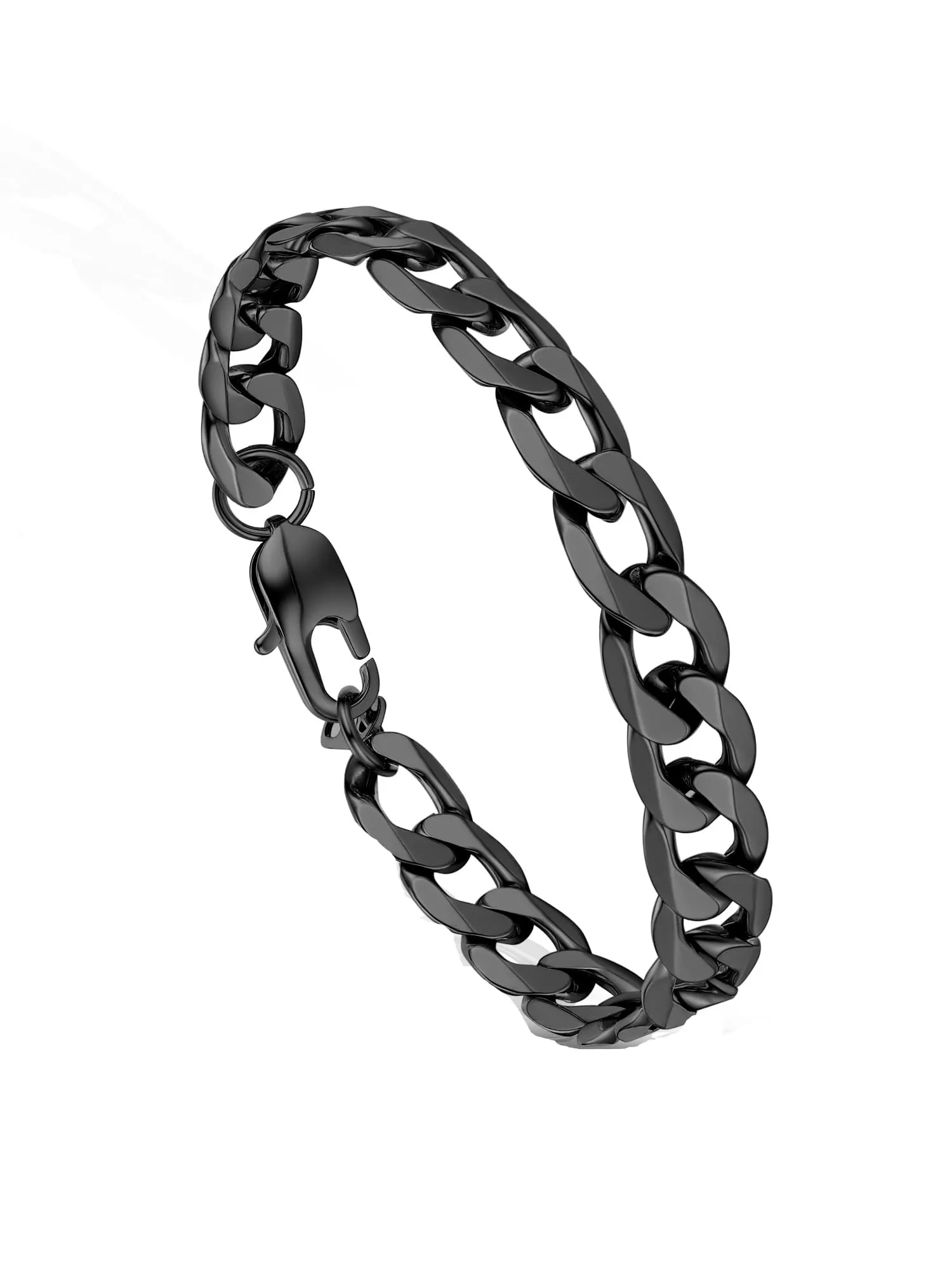 PROSTEEL Bracciale Uomo Catena Cubana Nero 9mm 19cm - immagine 1