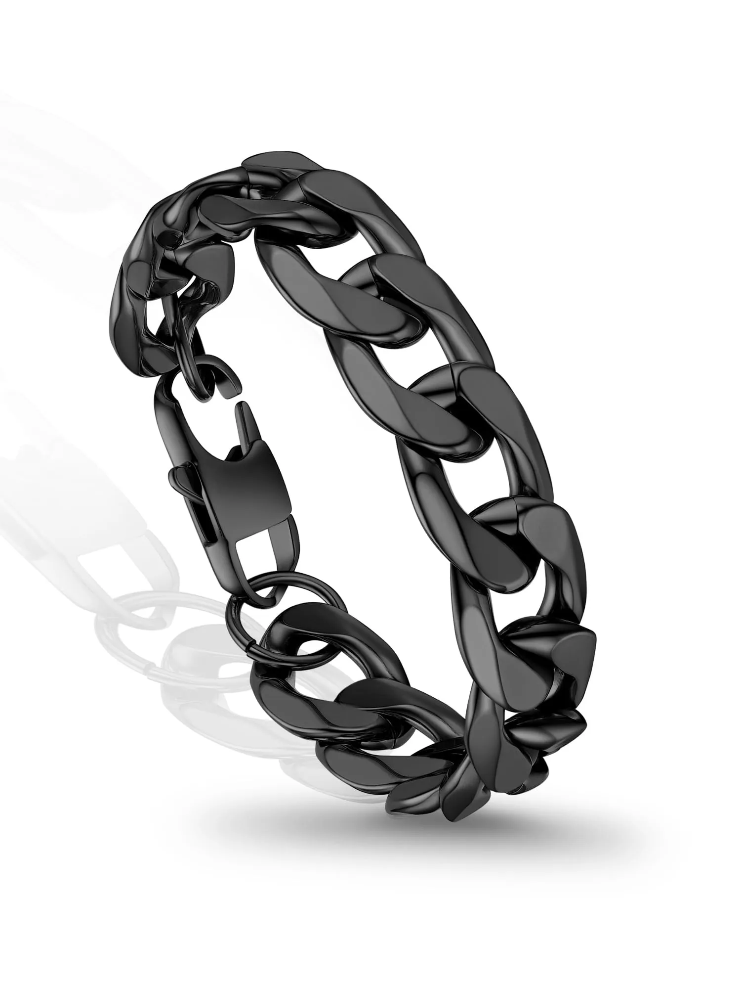 PROSTEEL Bracciale Uomo Catena Cubana Nero 13mm 19cm - immagine 1