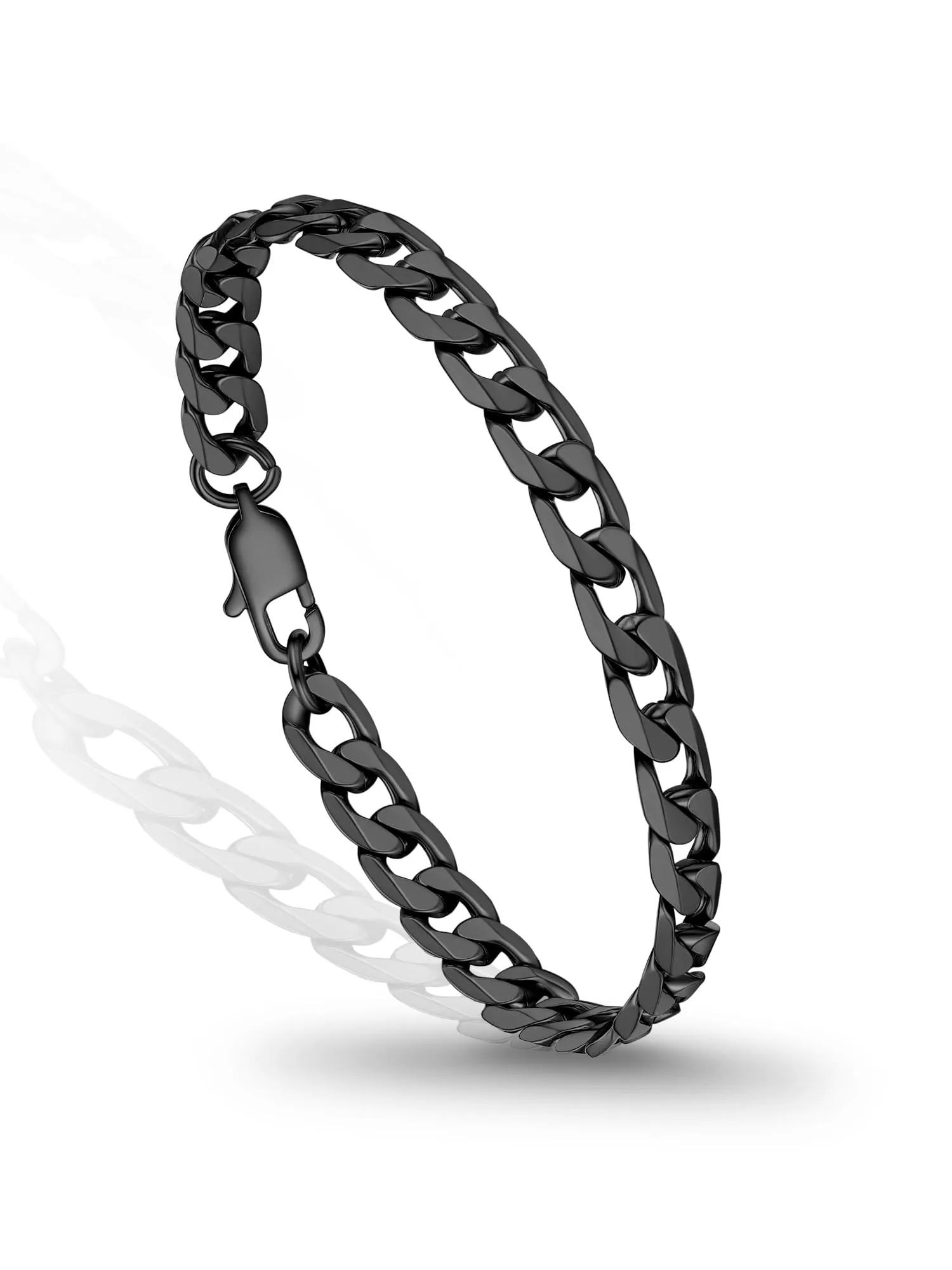 PROSTEEL Bracciale Uomo Catena Cubana 6mm Nero PSH3006H-21 - immagine 1