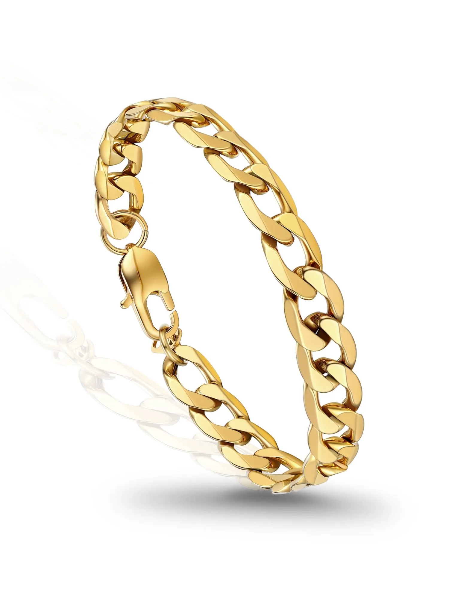 PROSTEEL Bracciale Uomo Catena Cubana Oro 9mm 19cm - immagine 1