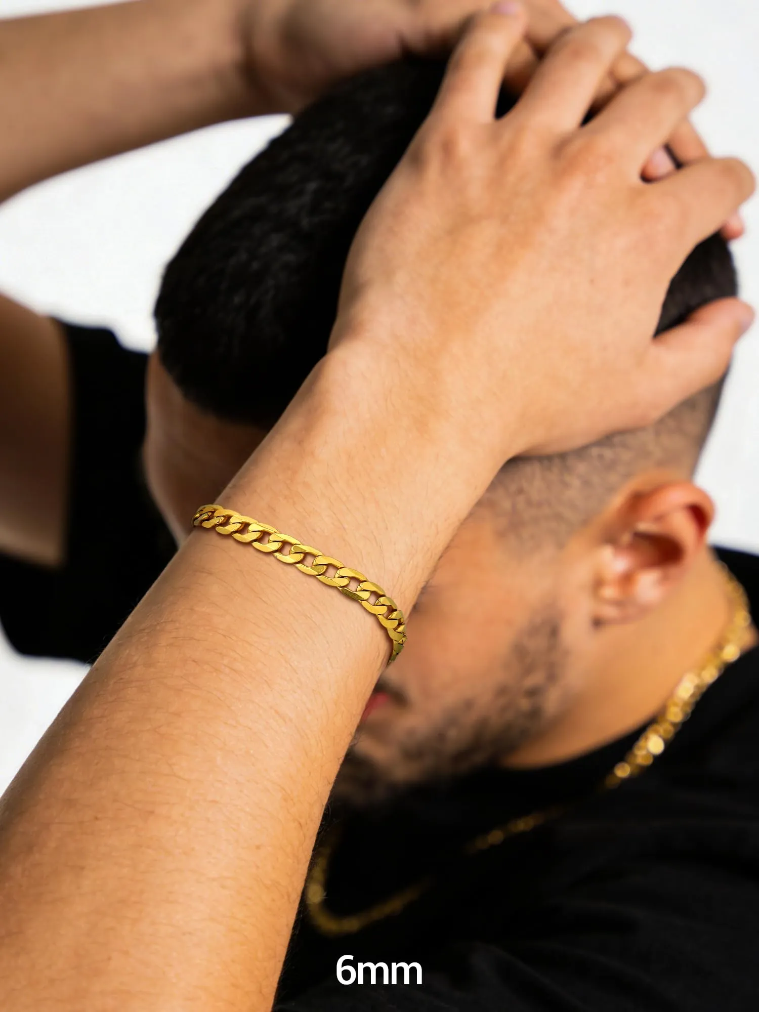 PROSTEEL Bracciale Uomo Catena Cubana 6mm Oro PSH3006J-21 - immagine 4