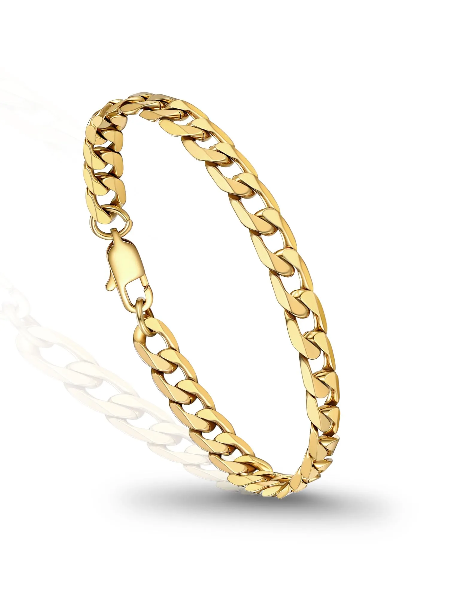 PROSTEEL Bracciale Uomo Catena Cubana Oro 6mm 19cm - immagine 1