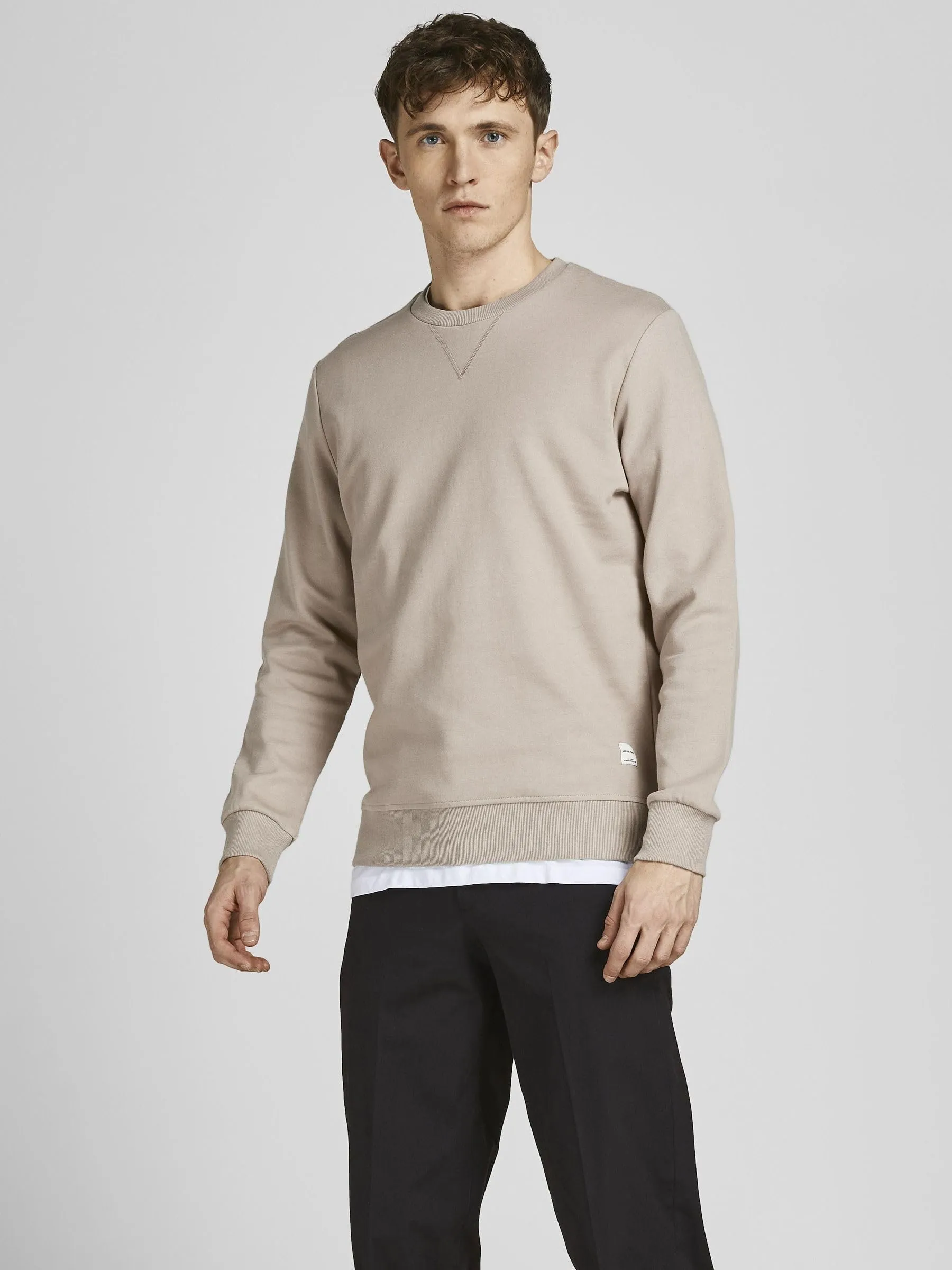 JACK & JONES Girocollo in Felpa JJEBASIC Noos 12181903 per Uomo, Beige - immagine 2