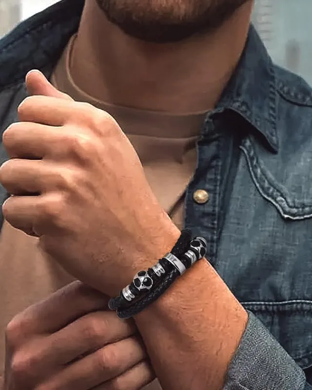 Bandmax Bracciale in Pelle Uomo con Calcio, 19 cm - immagine 2